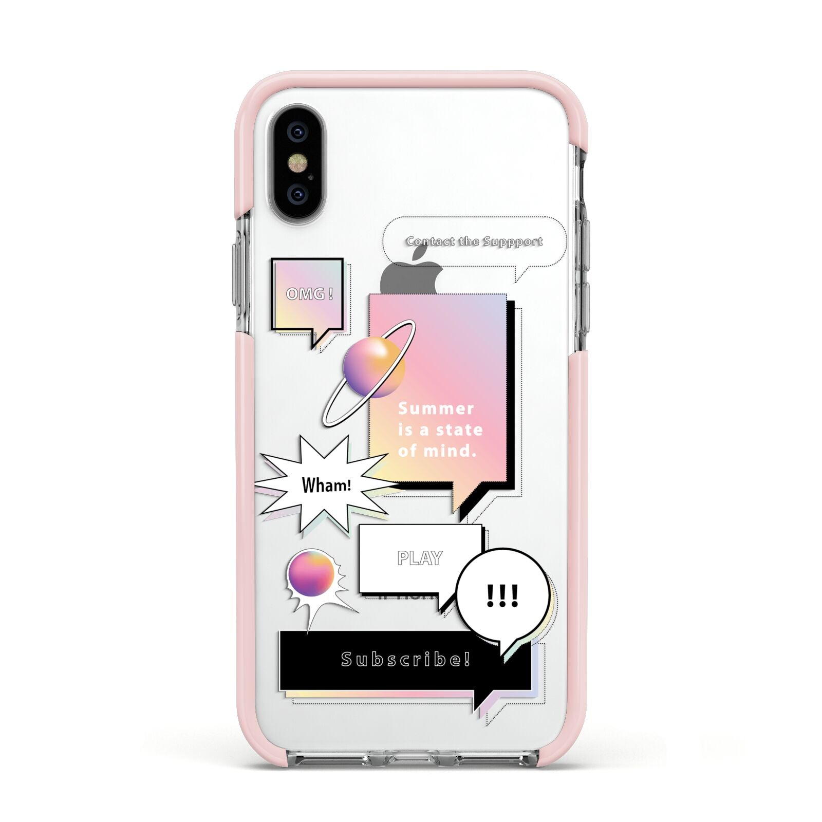 Summer Is A State Of Mind Apple iPhone Xs Impact Case Pink Edge on Silver Phone