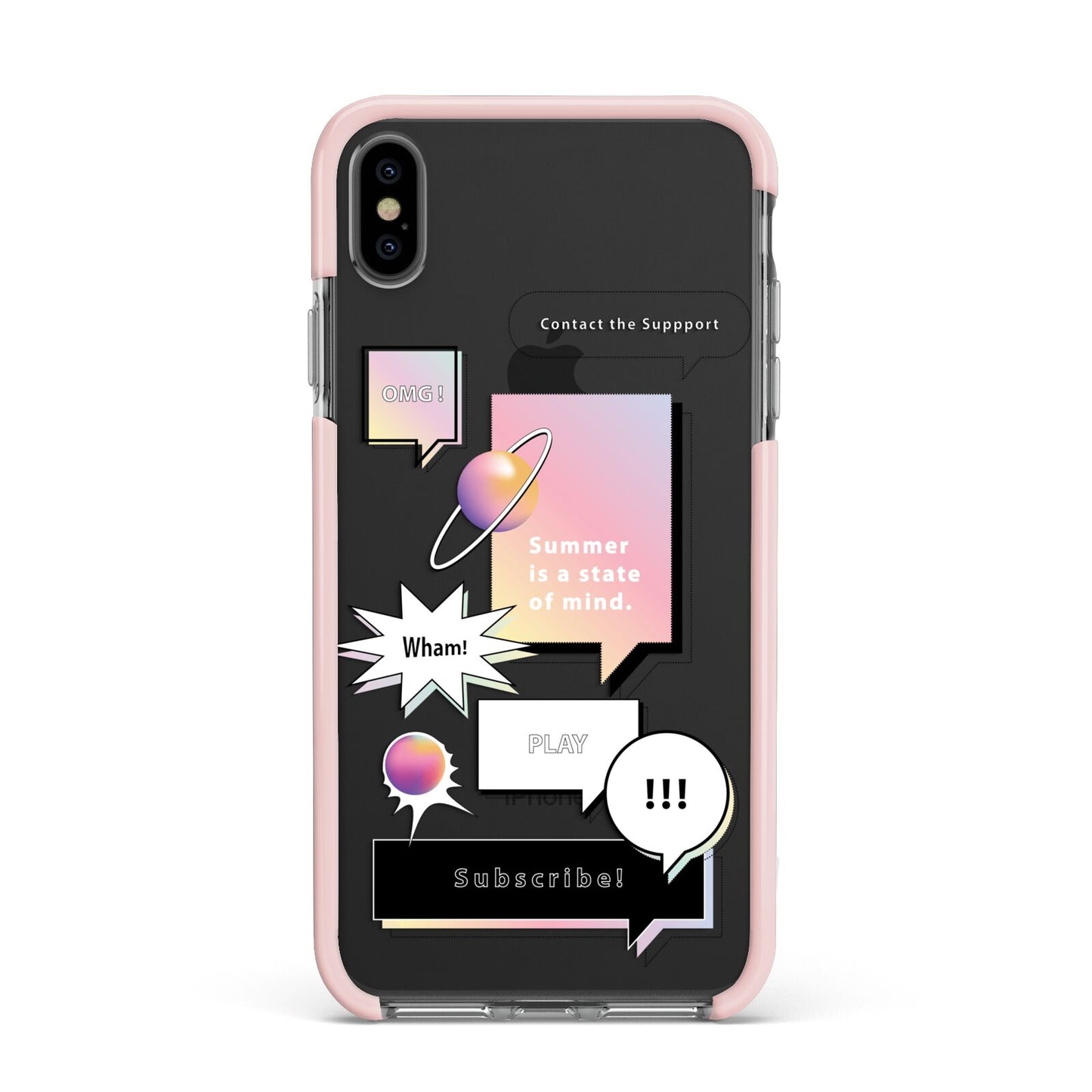 Summer Is A State Of Mind Apple iPhone Xs Max Impact Case Pink Edge on Black Phone