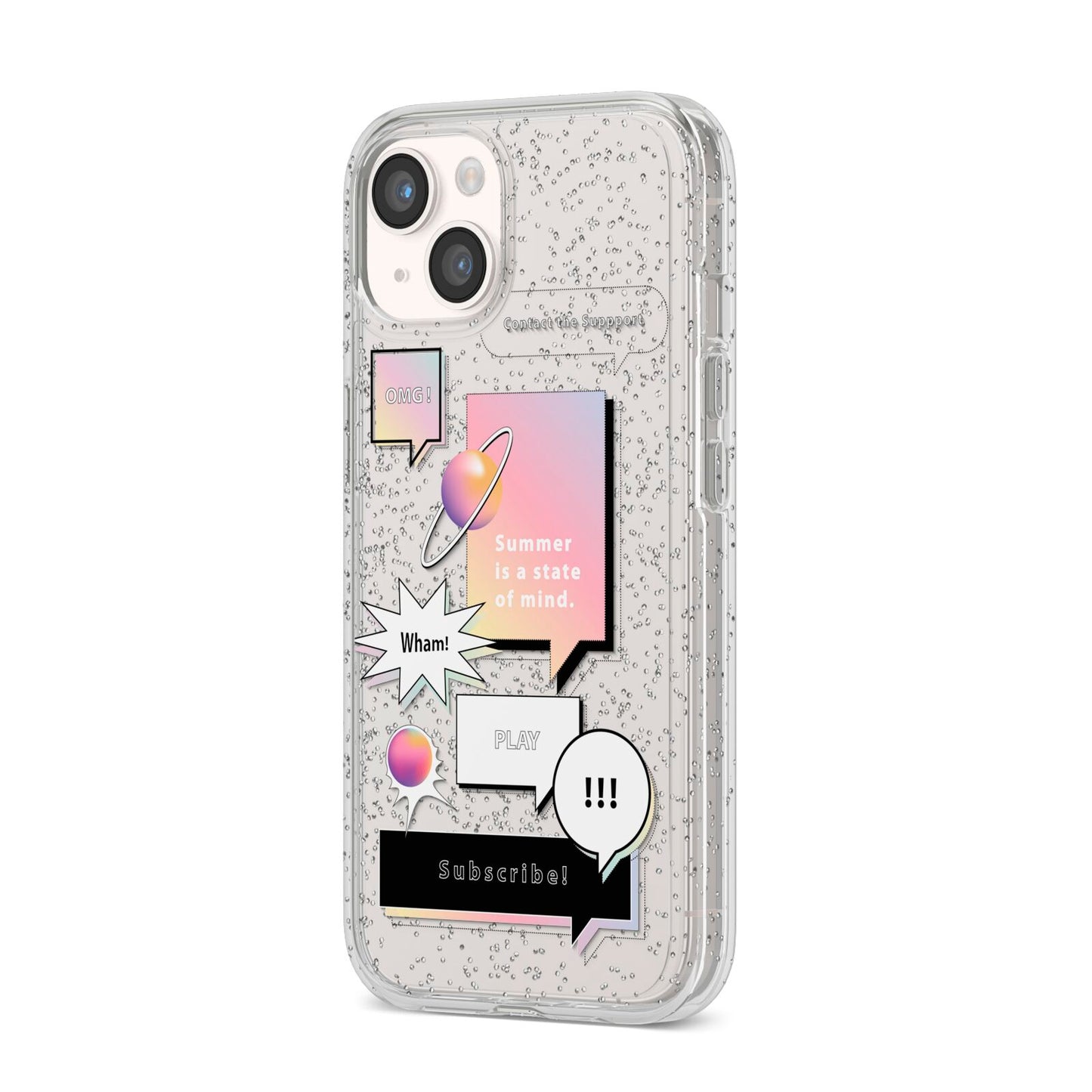 Summer Is A State Of Mind iPhone 14 Glitter Tough Case Starlight Angled Image