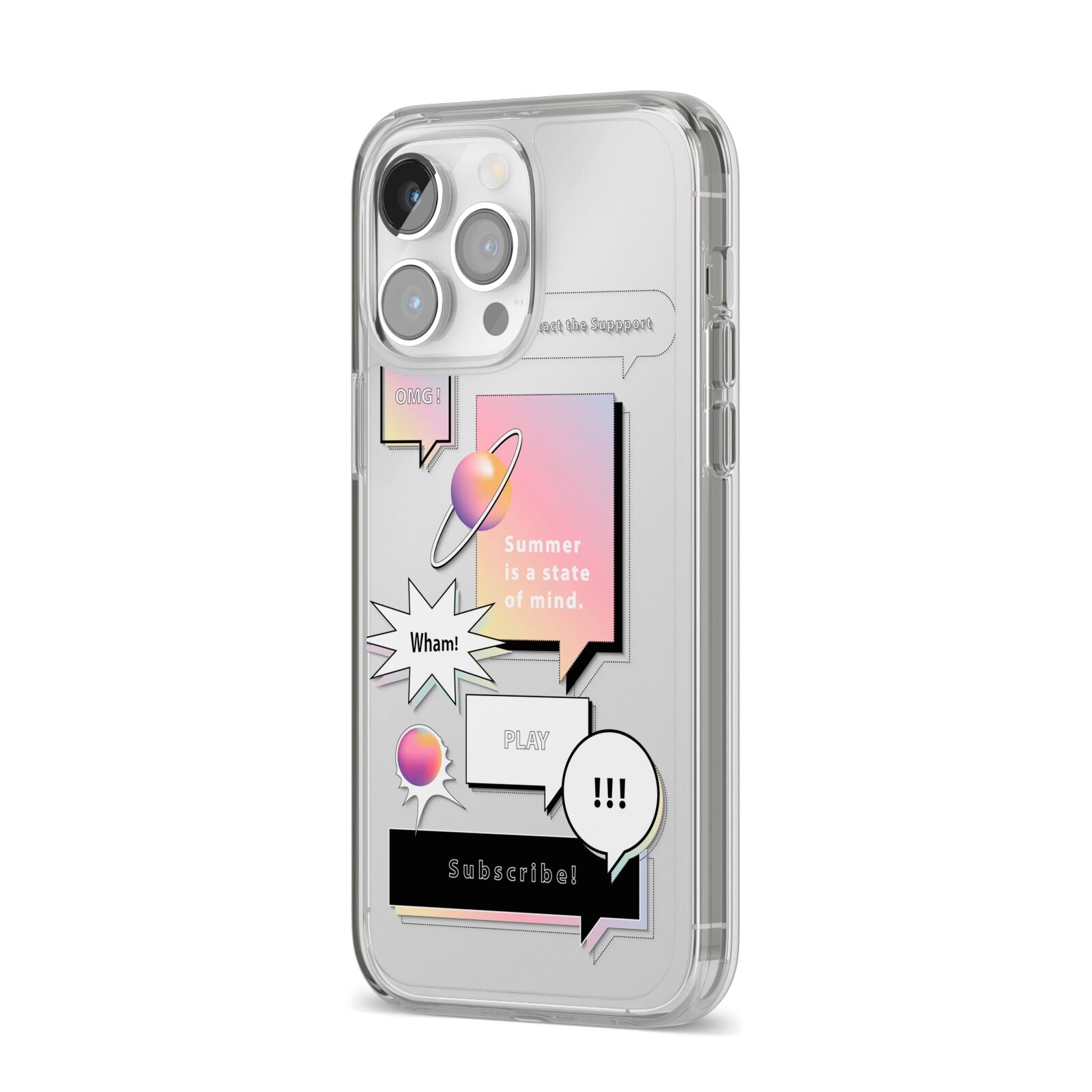 Summer Is A State Of Mind iPhone 14 Pro Max Clear Tough Case Silver Angled Image