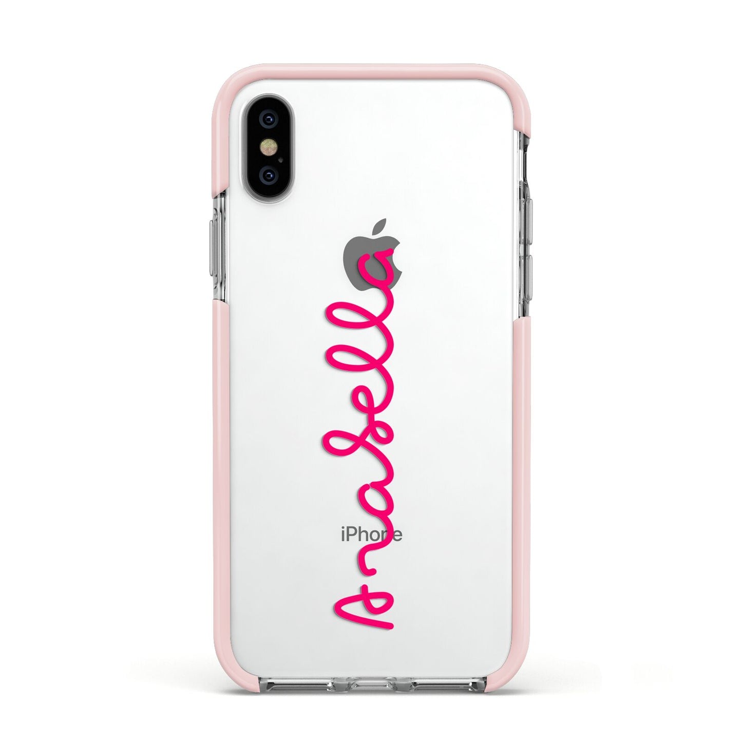 Summer Love Apple iPhone Xs Impact Case Pink Edge on Silver Phone