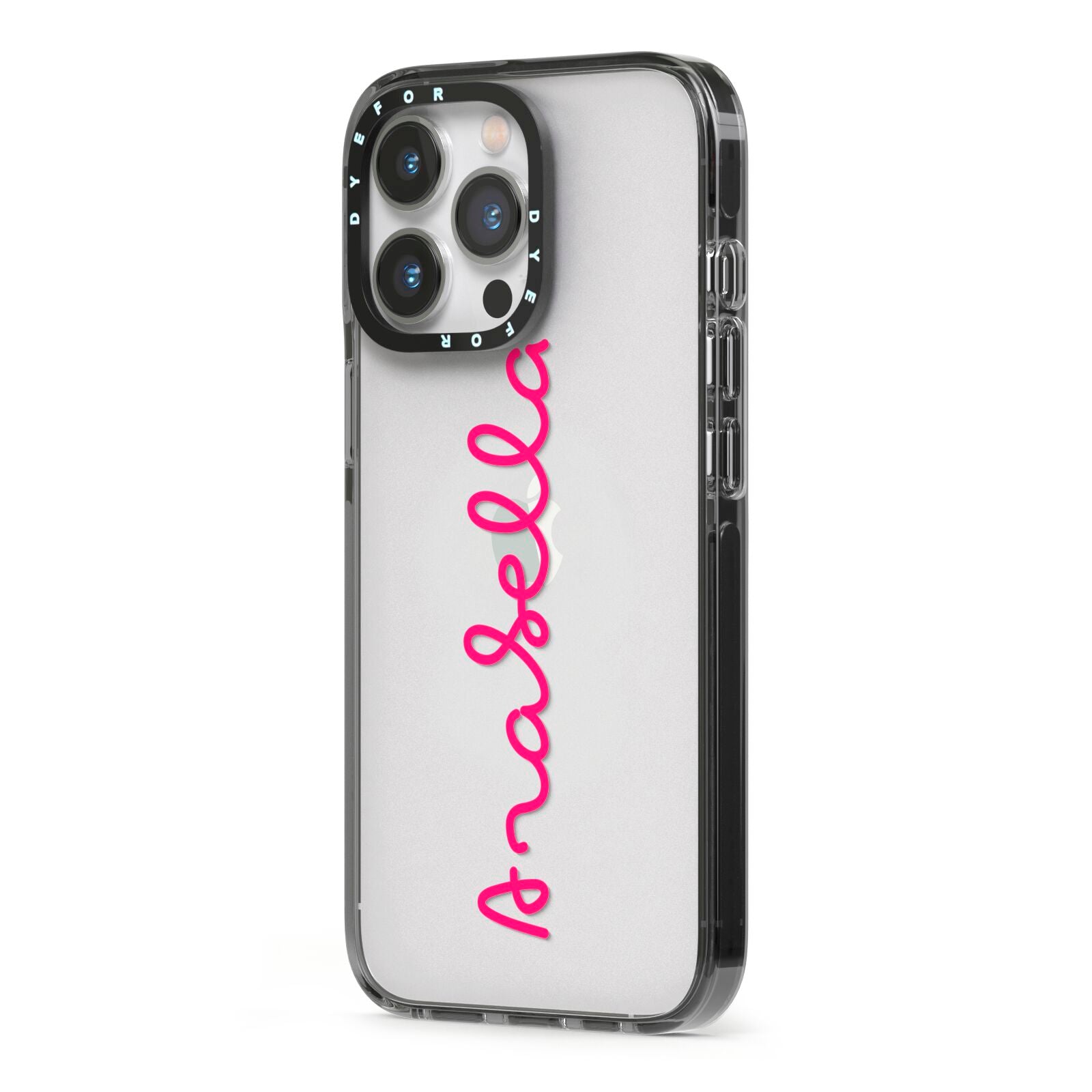 Summer Love iPhone 13 Pro Black Impact Case Side Angle on Silver phone