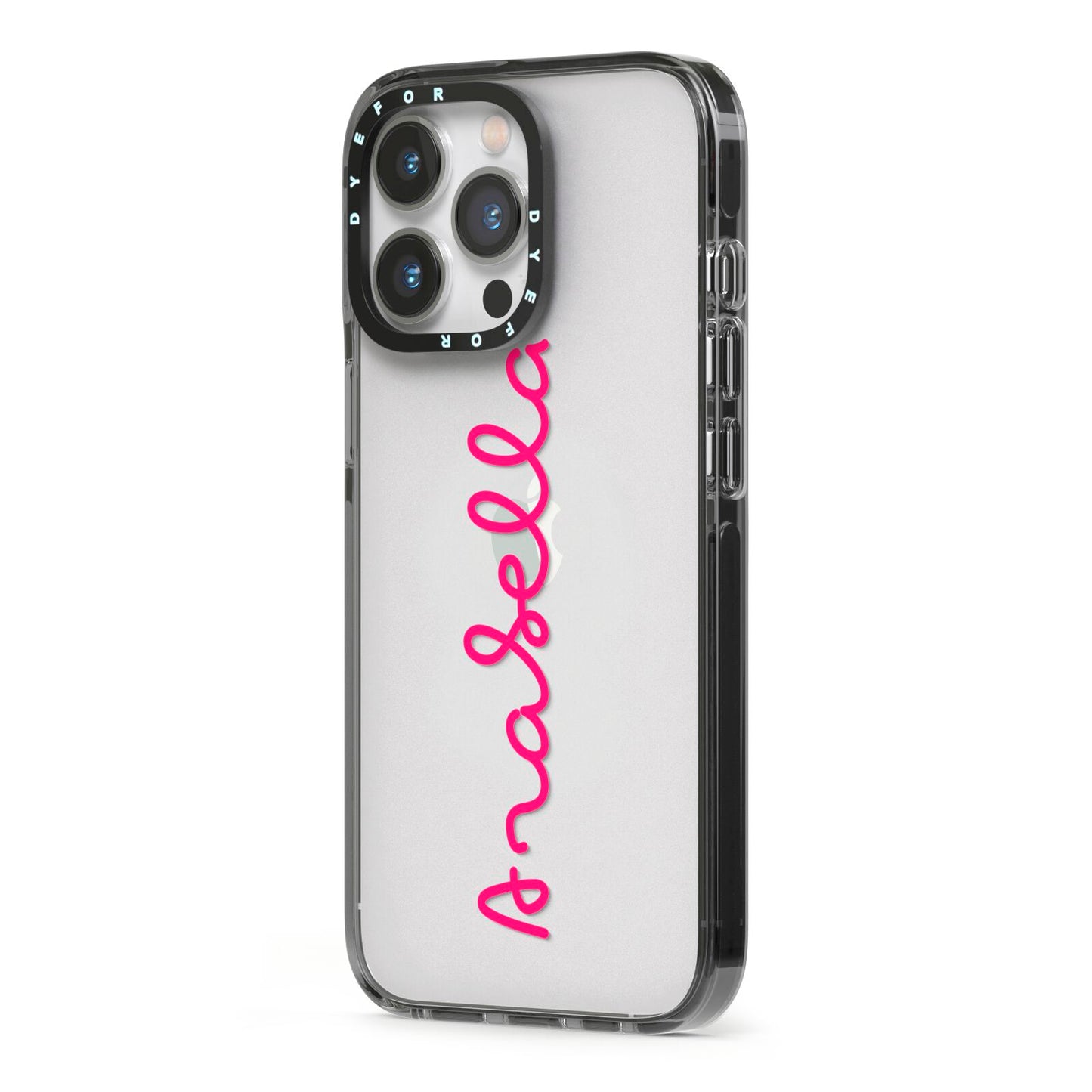 Summer Love iPhone 13 Pro Black Impact Case Side Angle on Silver phone