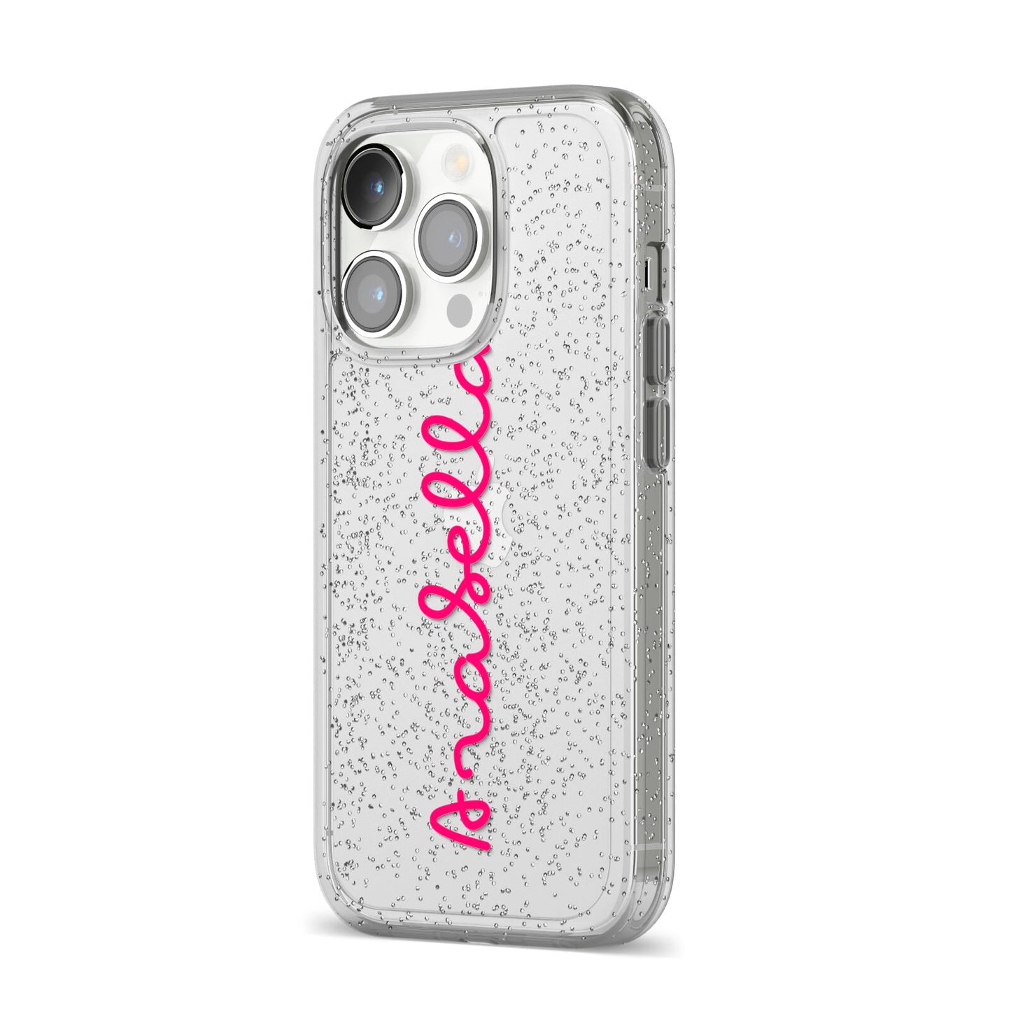 Summer Love iPhone 14 Pro Glitter Tough Case Silver Angled Image