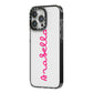 Summer Love iPhone 14 Pro Max Black Impact Case Side Angle on Silver phone