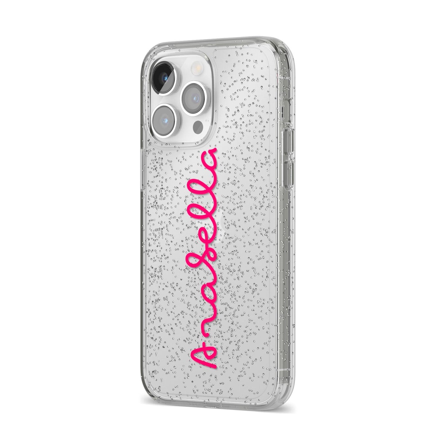 Summer Love iPhone 14 Pro Max Glitter Tough Case Silver Angled Image