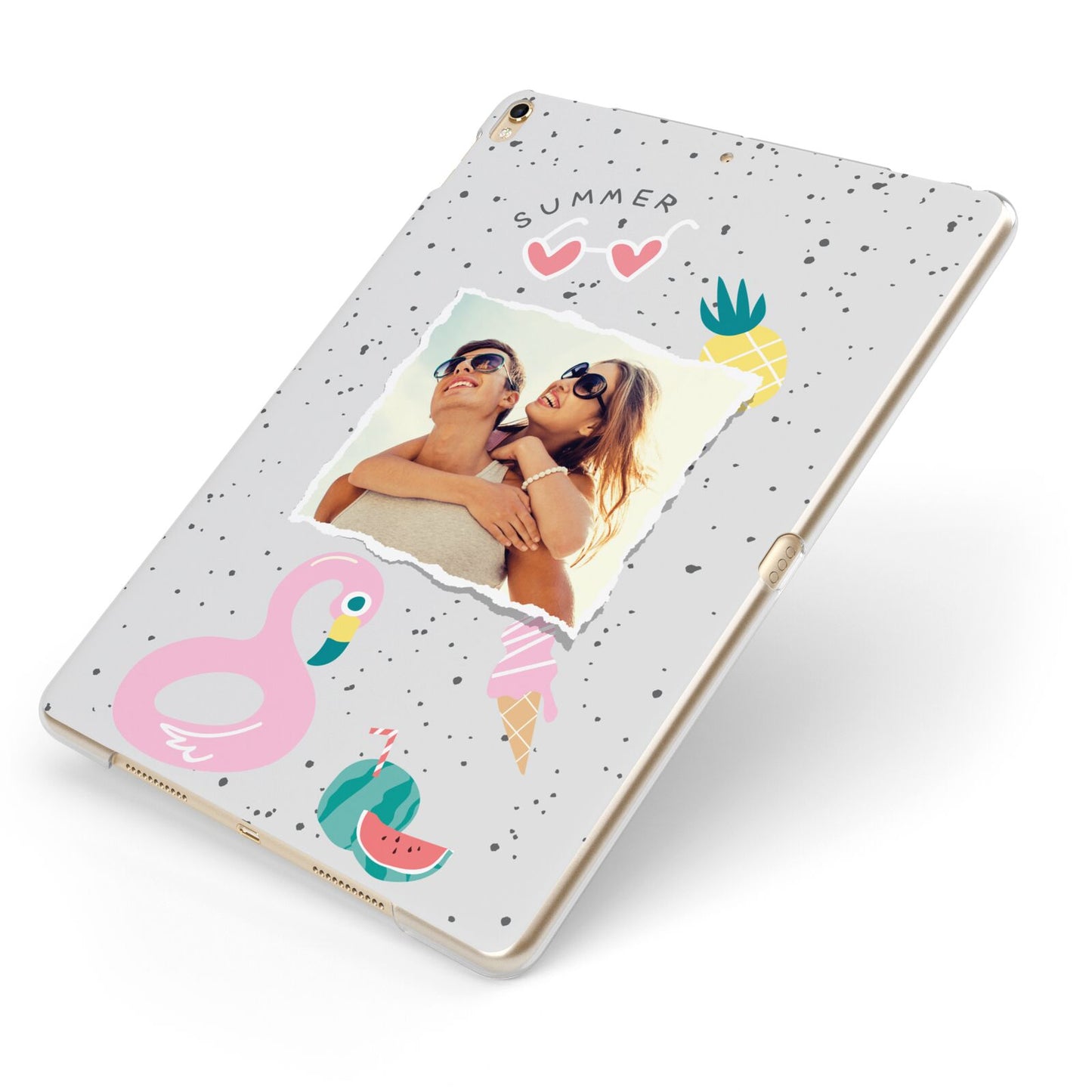 Summer Photo Personalised Apple iPad Case on Gold iPad Side View