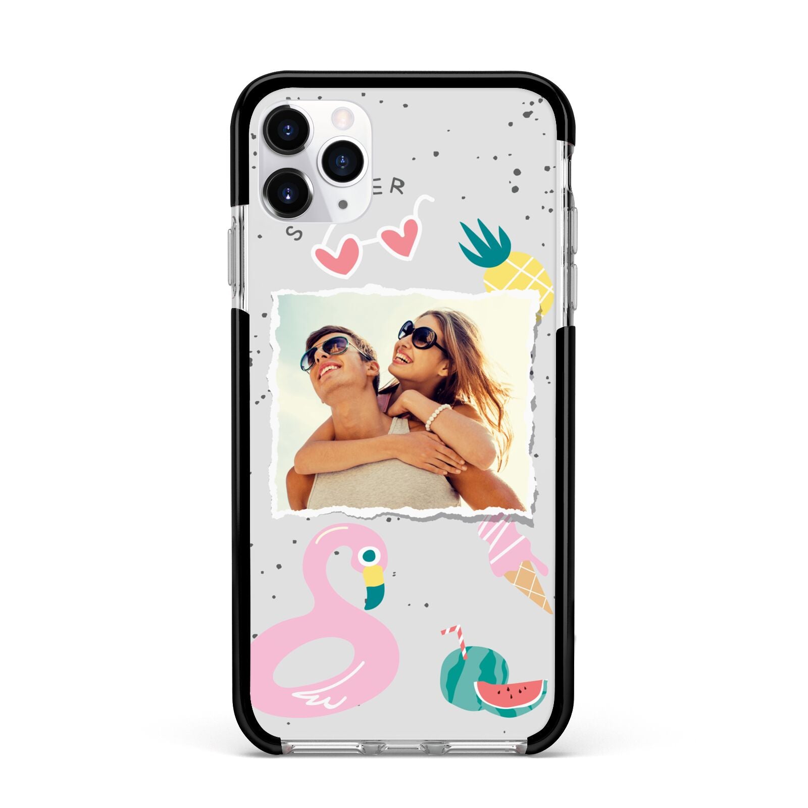 Summer Photo Personalised Apple iPhone 11 Pro Max in Silver with Black Impact Case