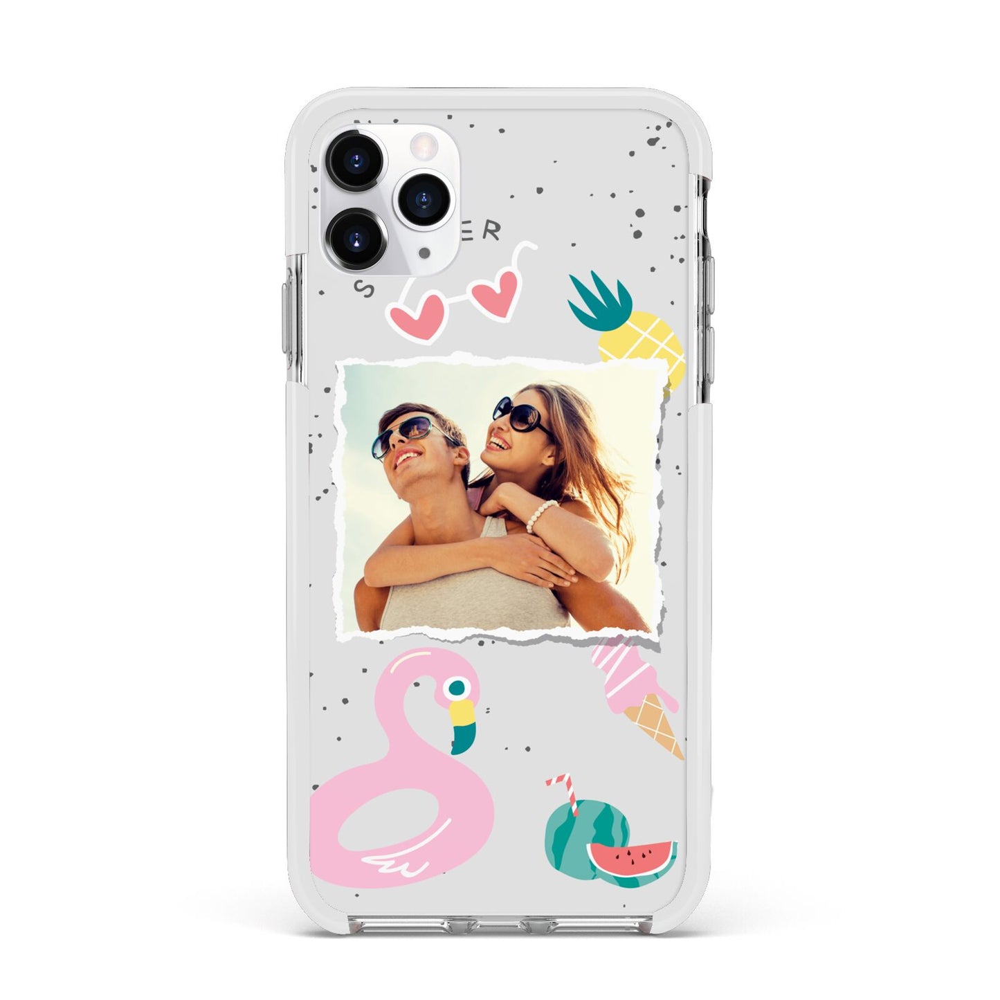 Summer Photo Personalised Apple iPhone 11 Pro Max in Silver with White Impact Case