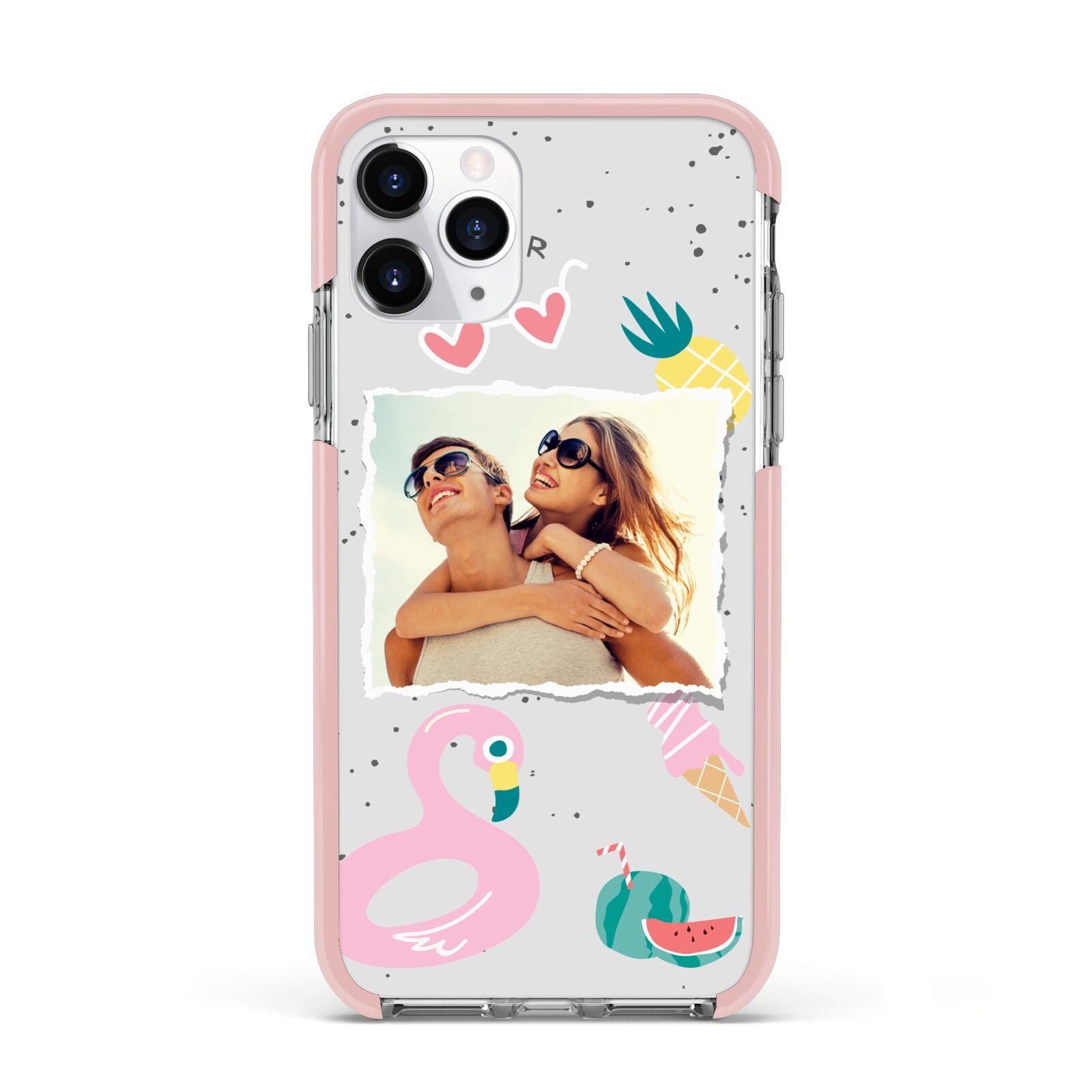 Summer Photo Personalised Apple iPhone 11 Pro in Silver with Pink Impact Case