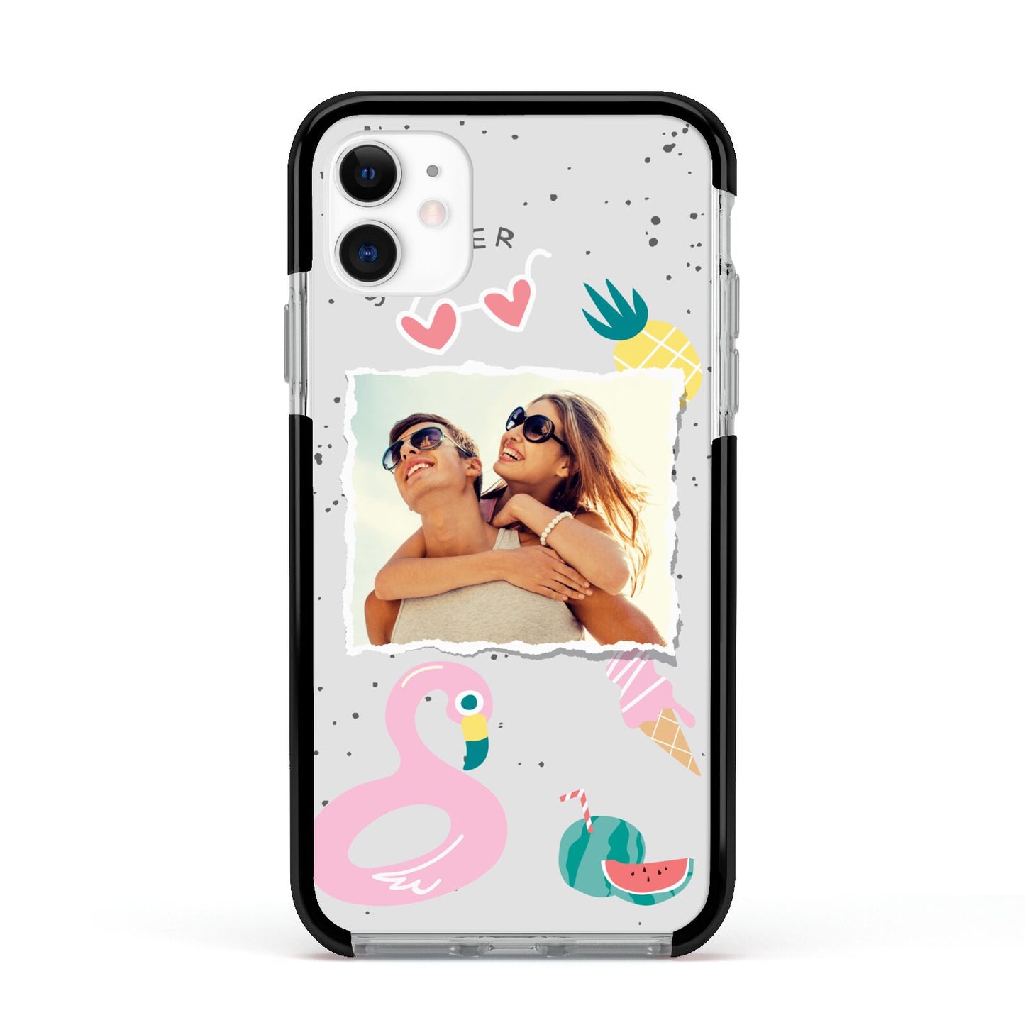 Summer Photo Personalised Apple iPhone 11 in White with Black Impact Case