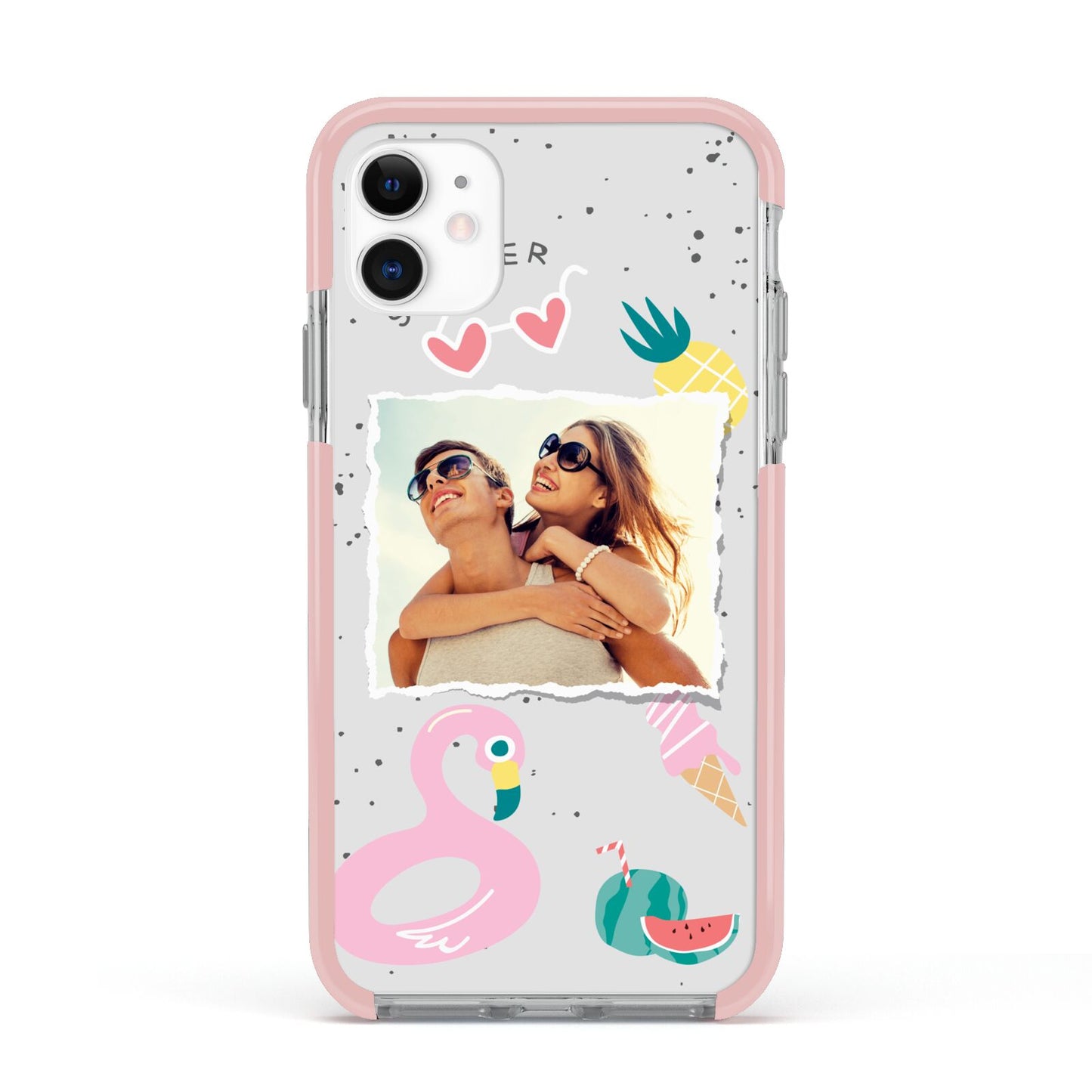 Summer Photo Personalised Apple iPhone 11 in White with Pink Impact Case