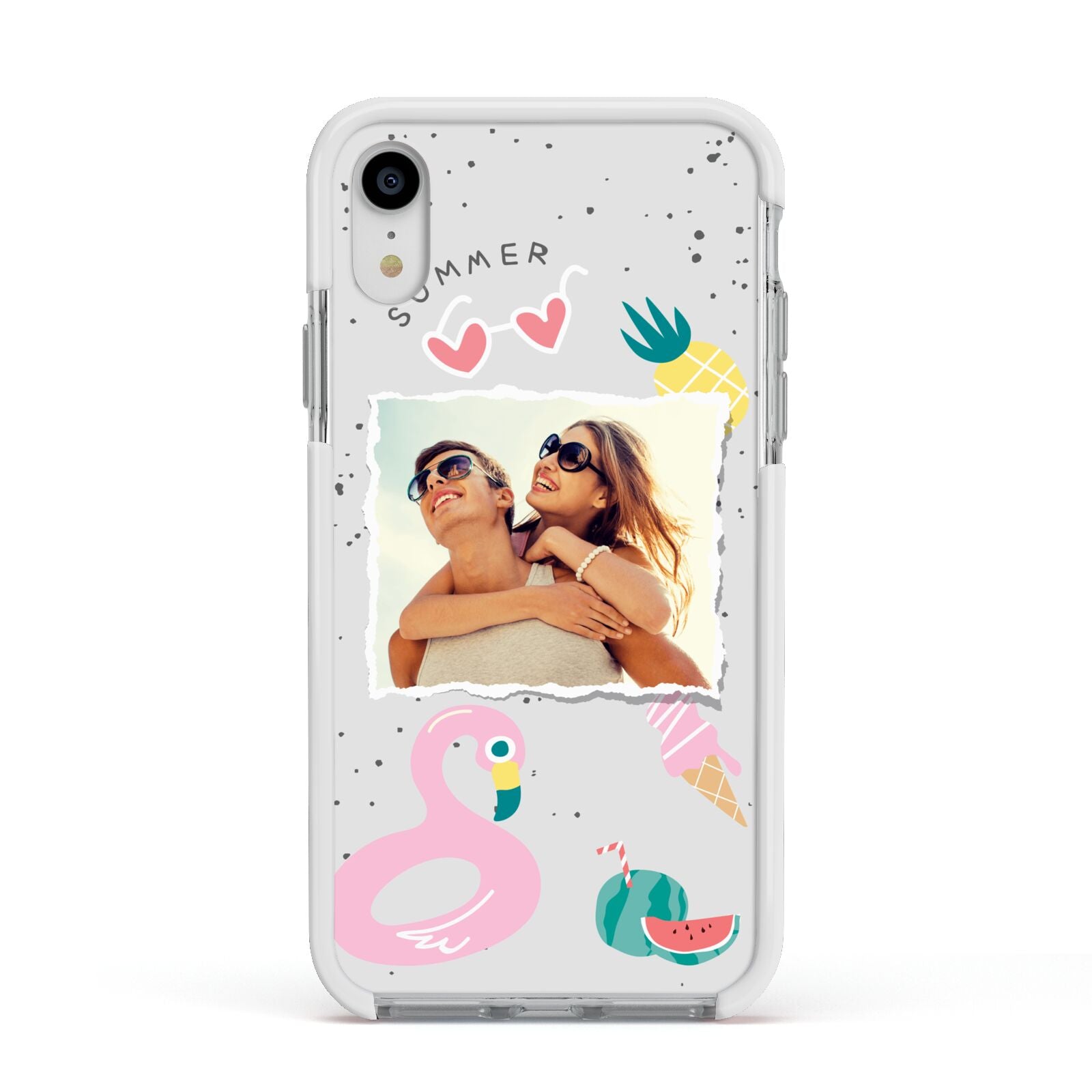 Summer Photo Personalised Apple iPhone XR Impact Case White Edge on Silver Phone