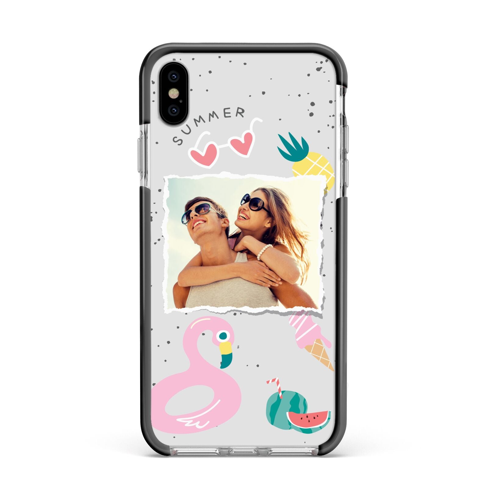 Summer Photo Personalised Apple iPhone Xs Max Impact Case Black Edge on Silver Phone