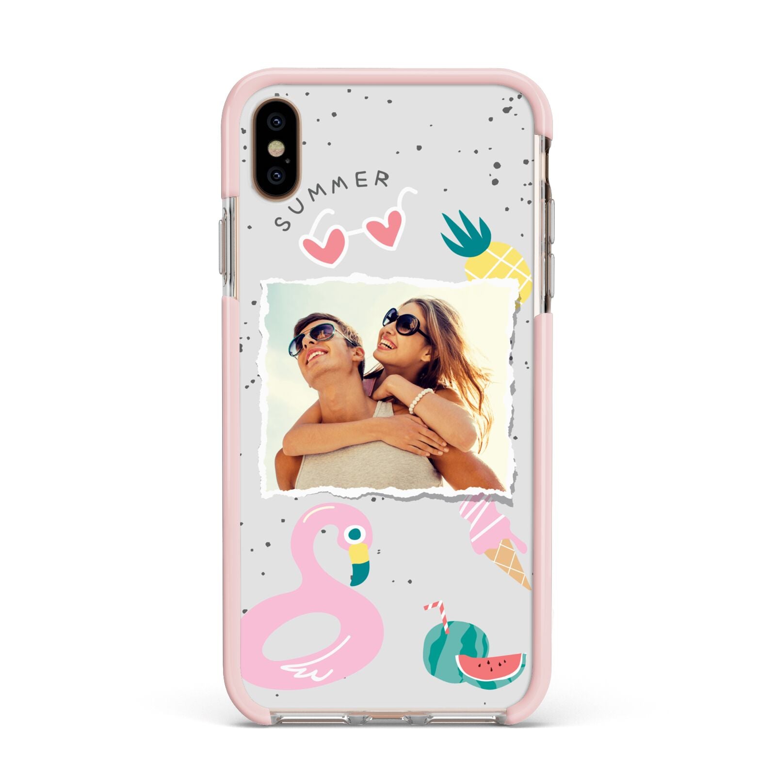 Summer Photo Personalised Apple iPhone Xs Max Impact Case Pink Edge on Gold Phone