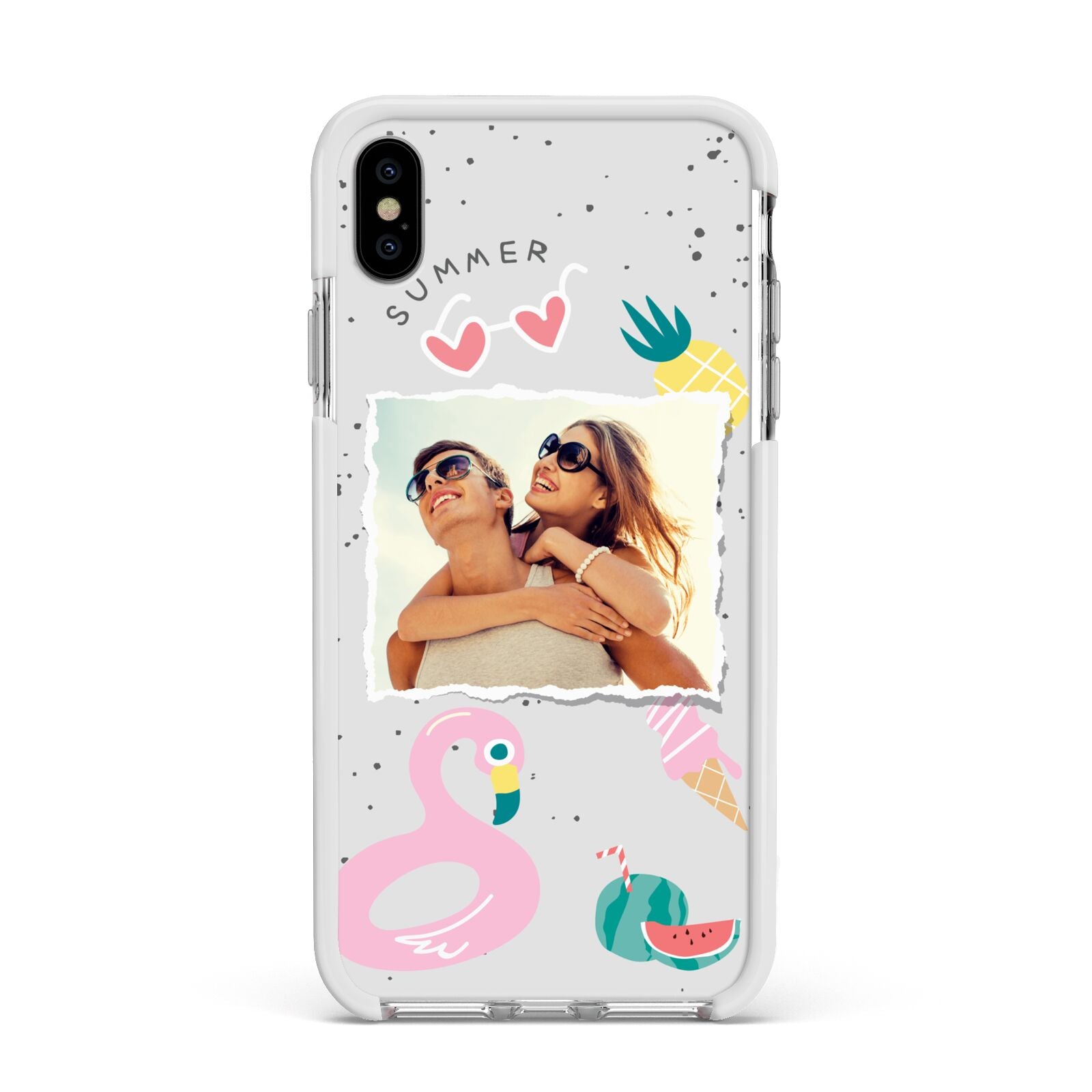 Summer Photo Personalised Apple iPhone Xs Max Impact Case White Edge on Silver Phone