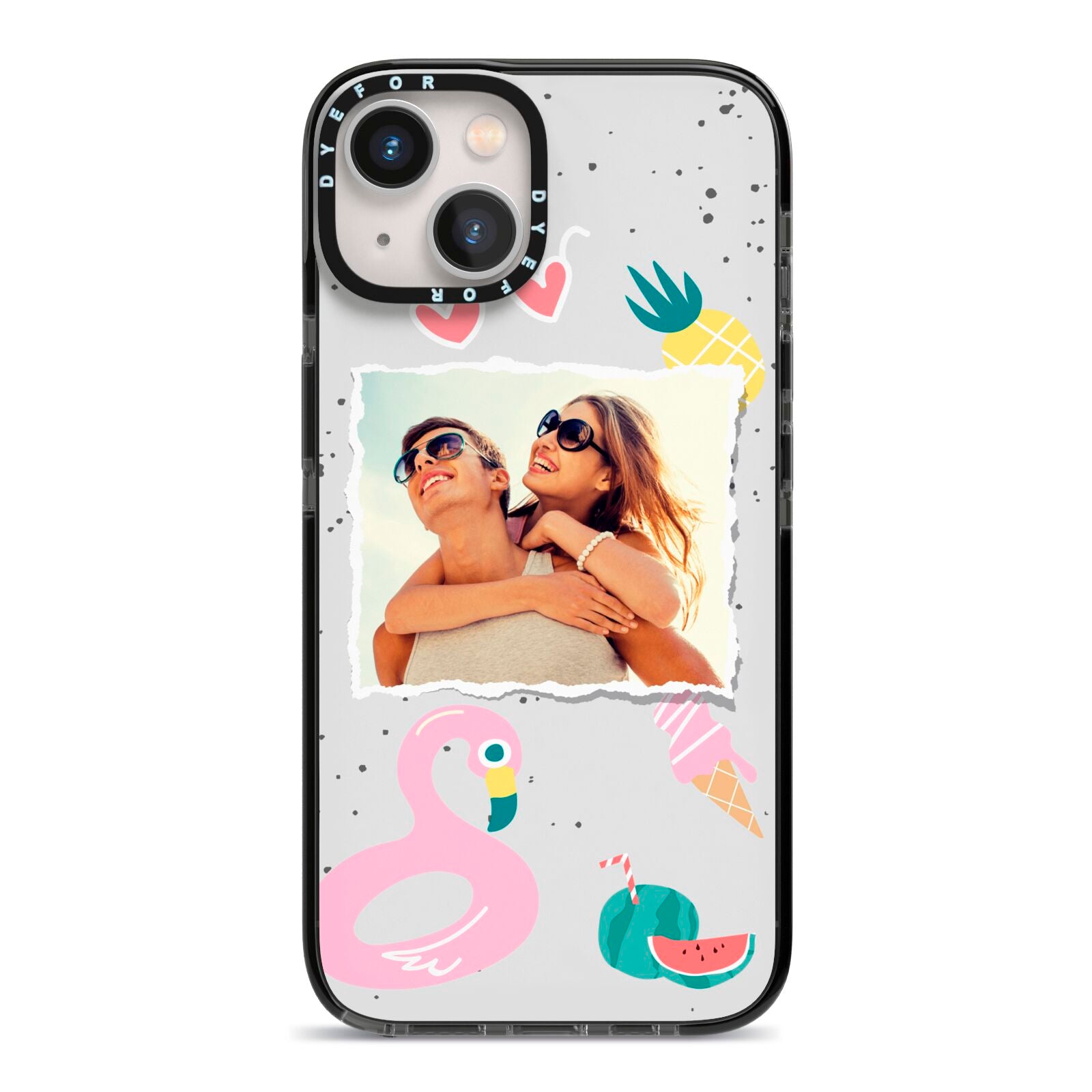 Summer Photo Personalised iPhone 13 Black Impact Case on Silver phone