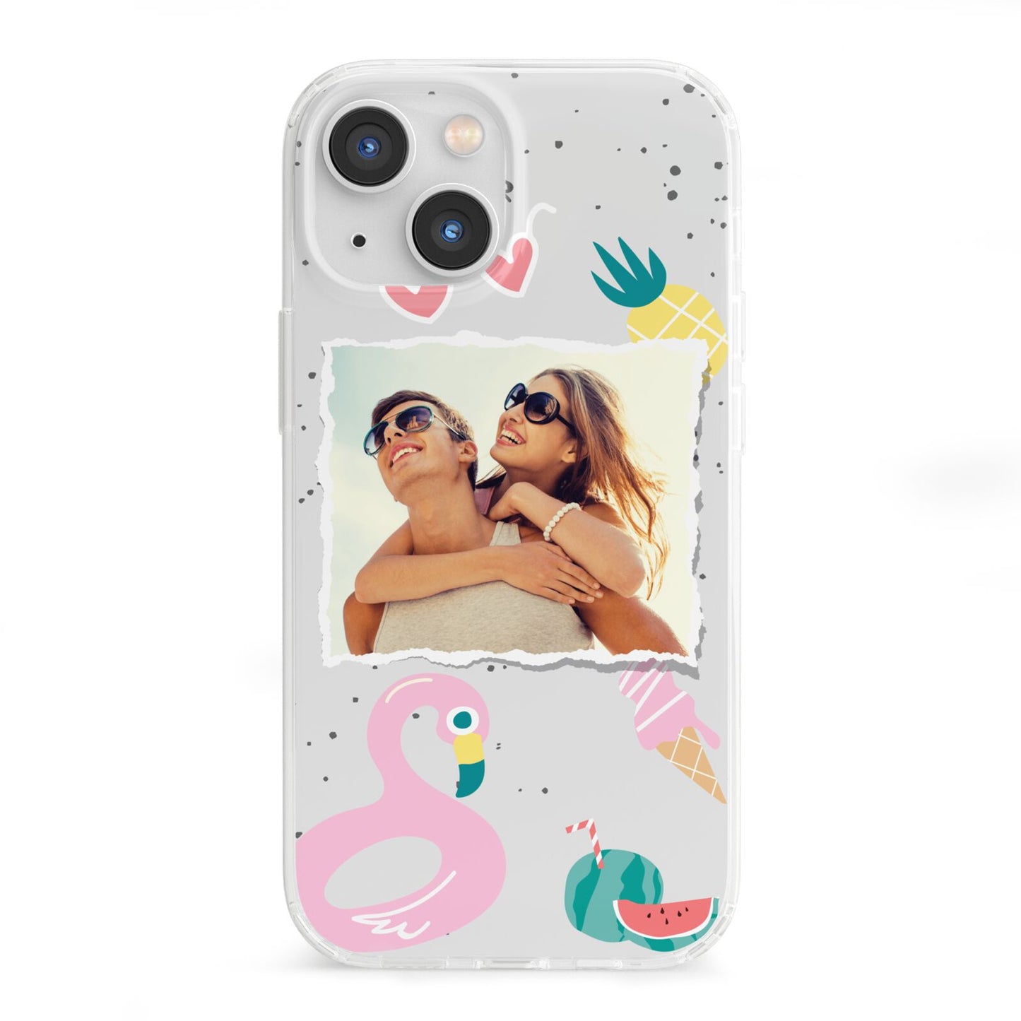Summer Photo Personalised iPhone 13 Mini Clear Bumper Case
