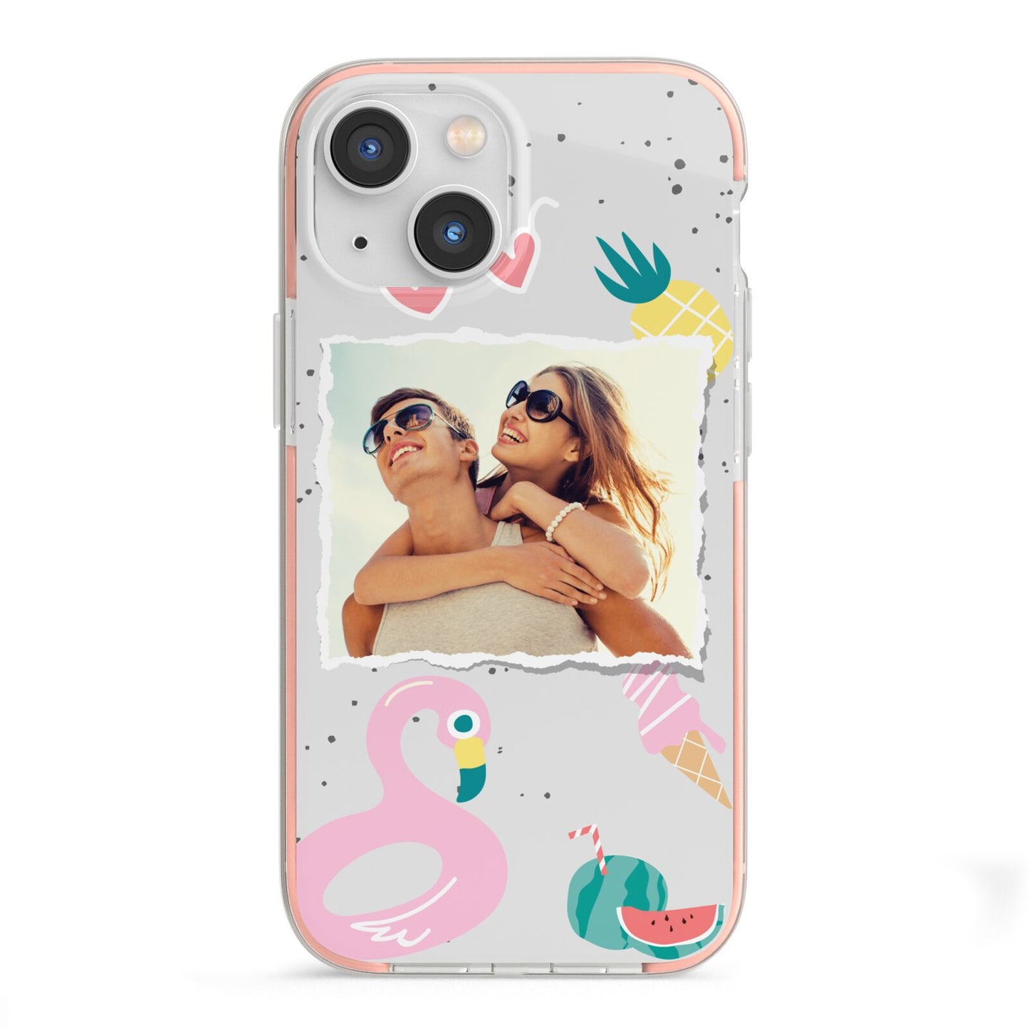 Summer Photo Personalised iPhone 13 Mini TPU Impact Case with Pink Edges