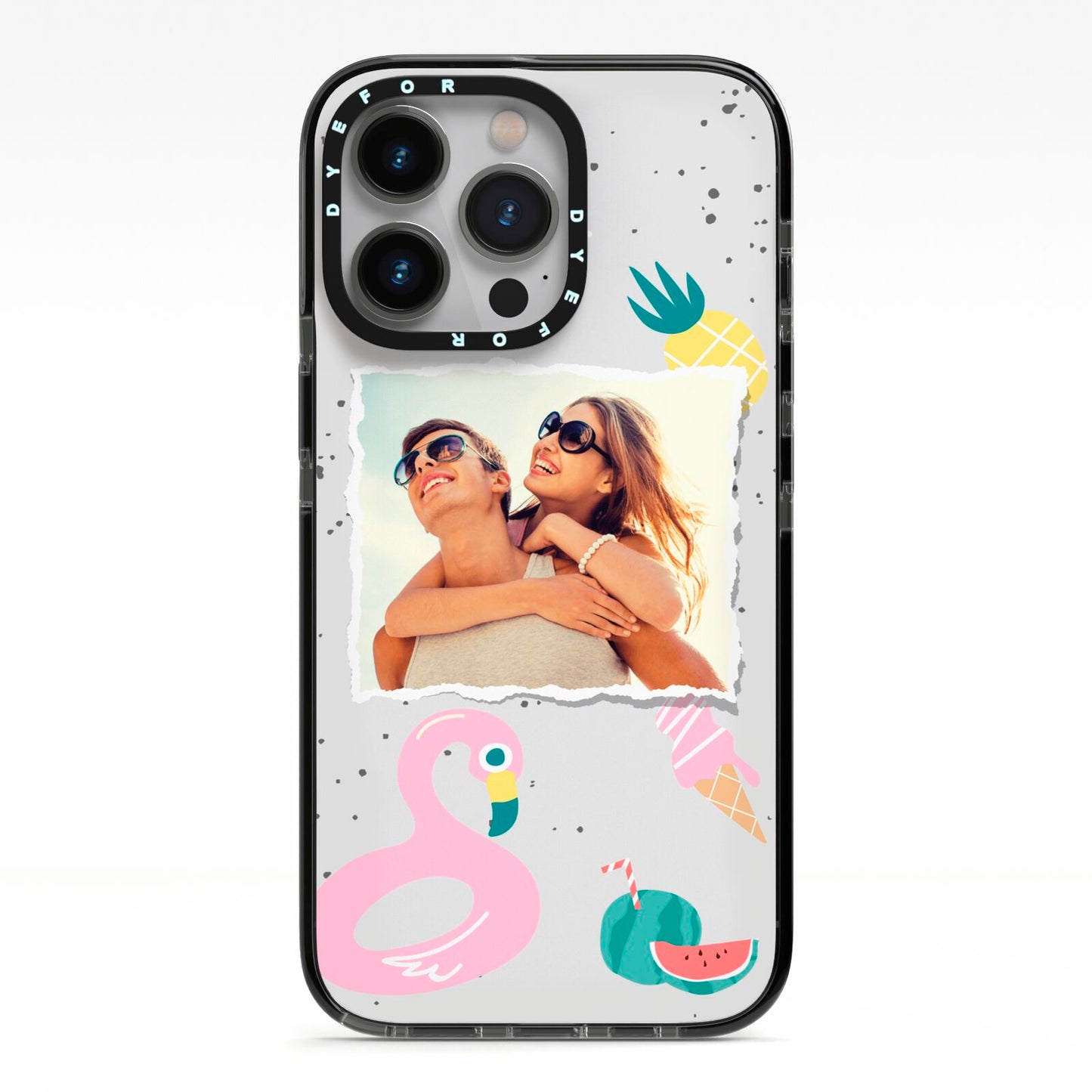 Summer Photo Personalised iPhone 13 Pro Black Impact Case on Silver phone