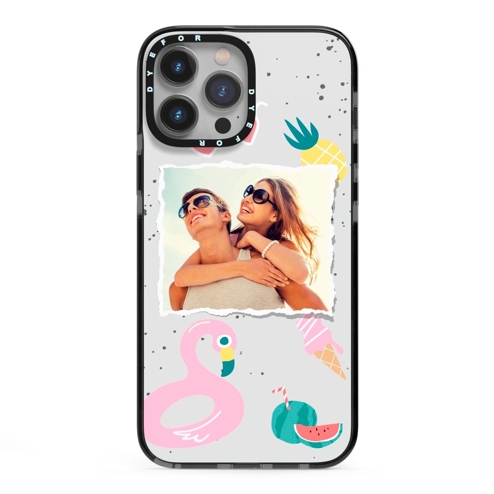 Summer Photo Personalised iPhone 13 Pro Max Black Impact Case on Silver phone