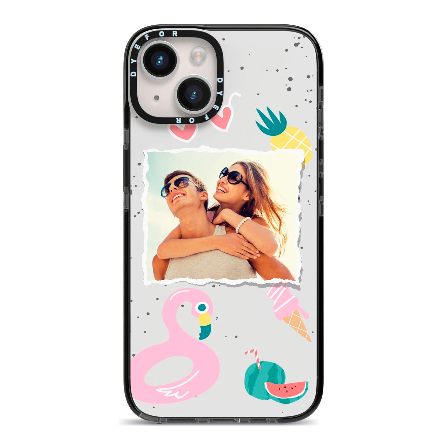 Summer Photo Personalised iPhone 14 Black Impact Case on Silver phone