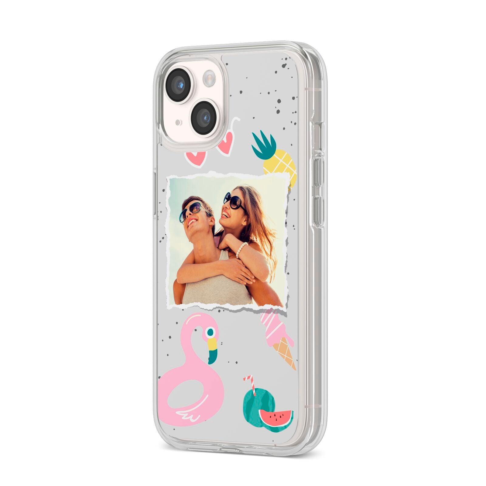 Summer Photo Personalised iPhone 14 Clear Tough Case Starlight Angled Image