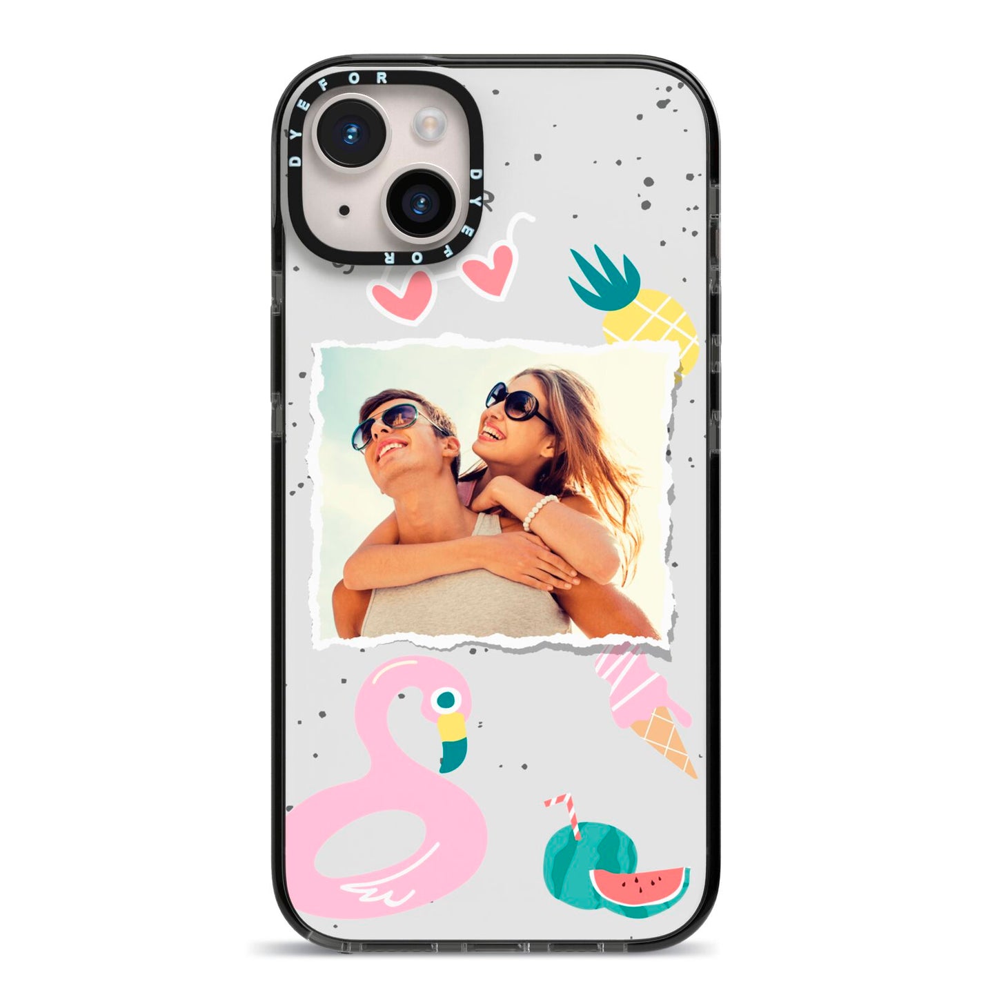 Summer Photo Personalised iPhone 14 Plus Black Impact Case on Silver phone