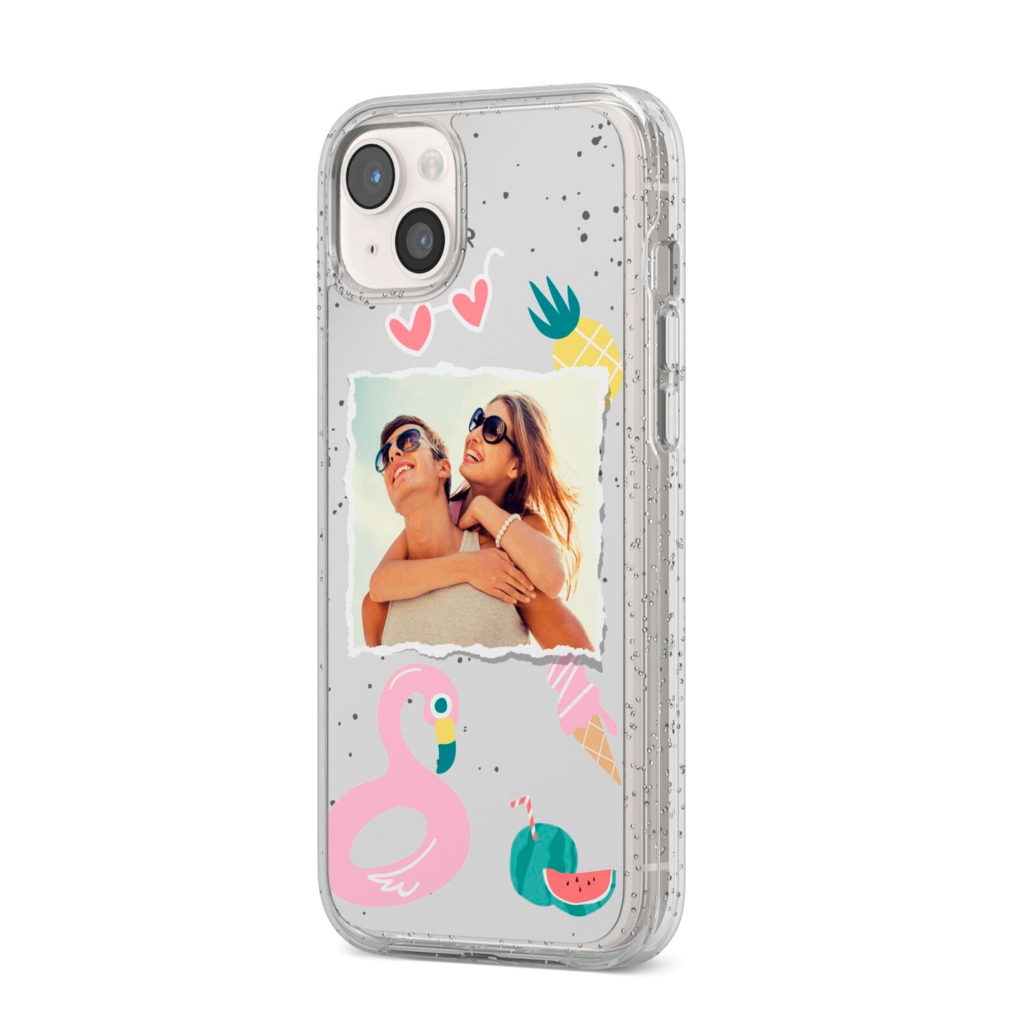 Summer Photo Personalised iPhone 14 Plus Glitter Tough Case Starlight Angled Image