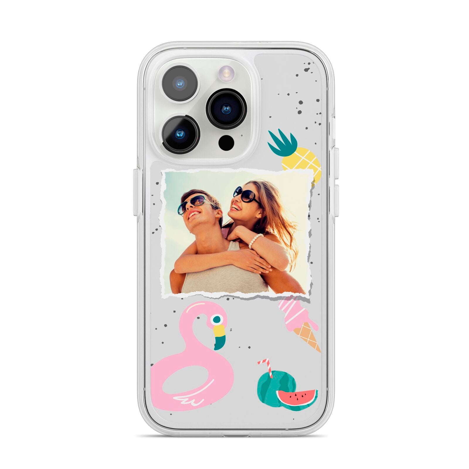 Summer Photo Personalised iPhone 14 Pro Clear Tough Case Silver