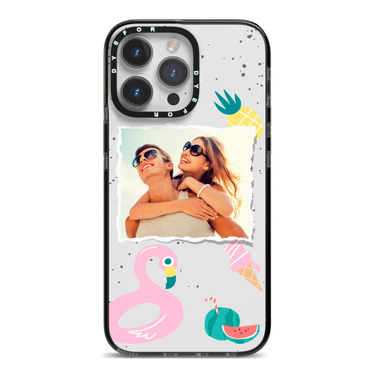 Summer Photo Personalised iPhone 14 Pro Max Black Impact Case on Silver phone