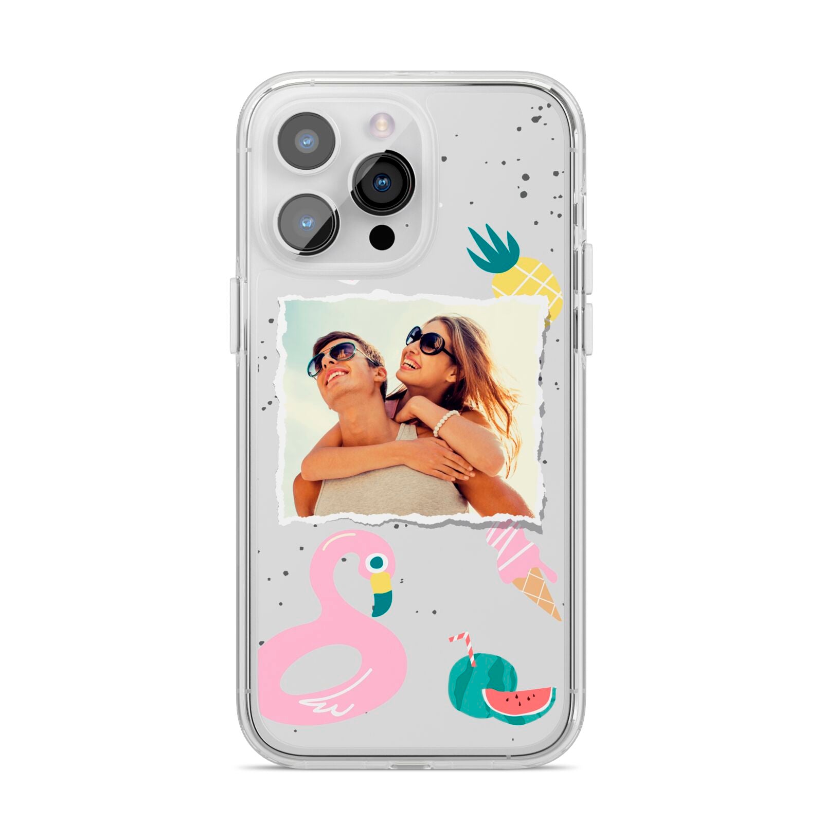 Summer Photo Personalised iPhone 14 Pro Max Clear Tough Case Silver