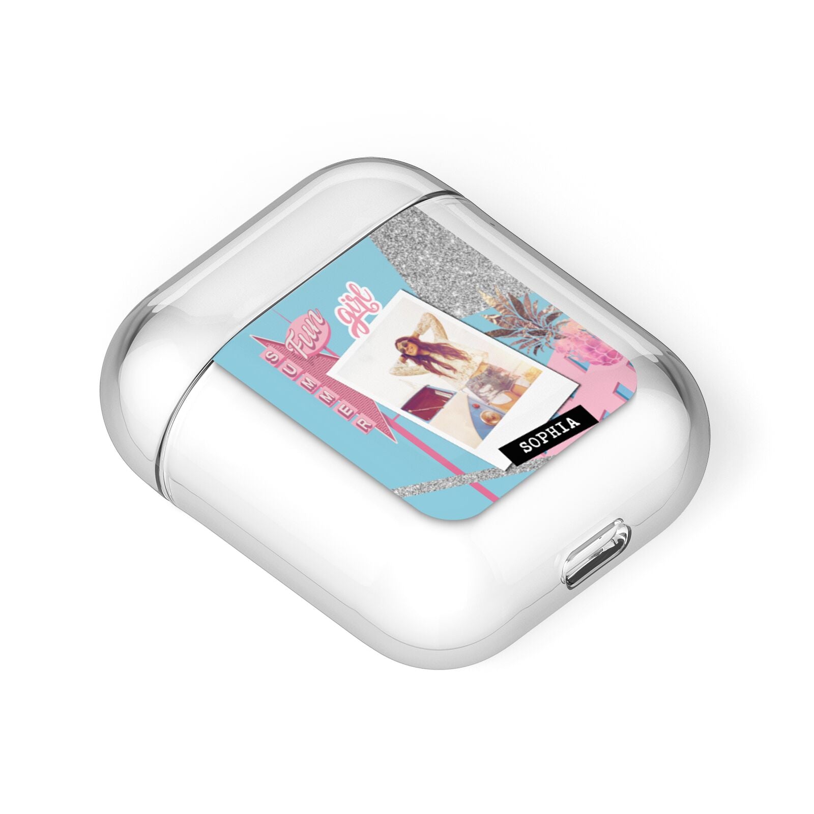 Summer Picture Collage Personalised AirPods Case Laid Flat