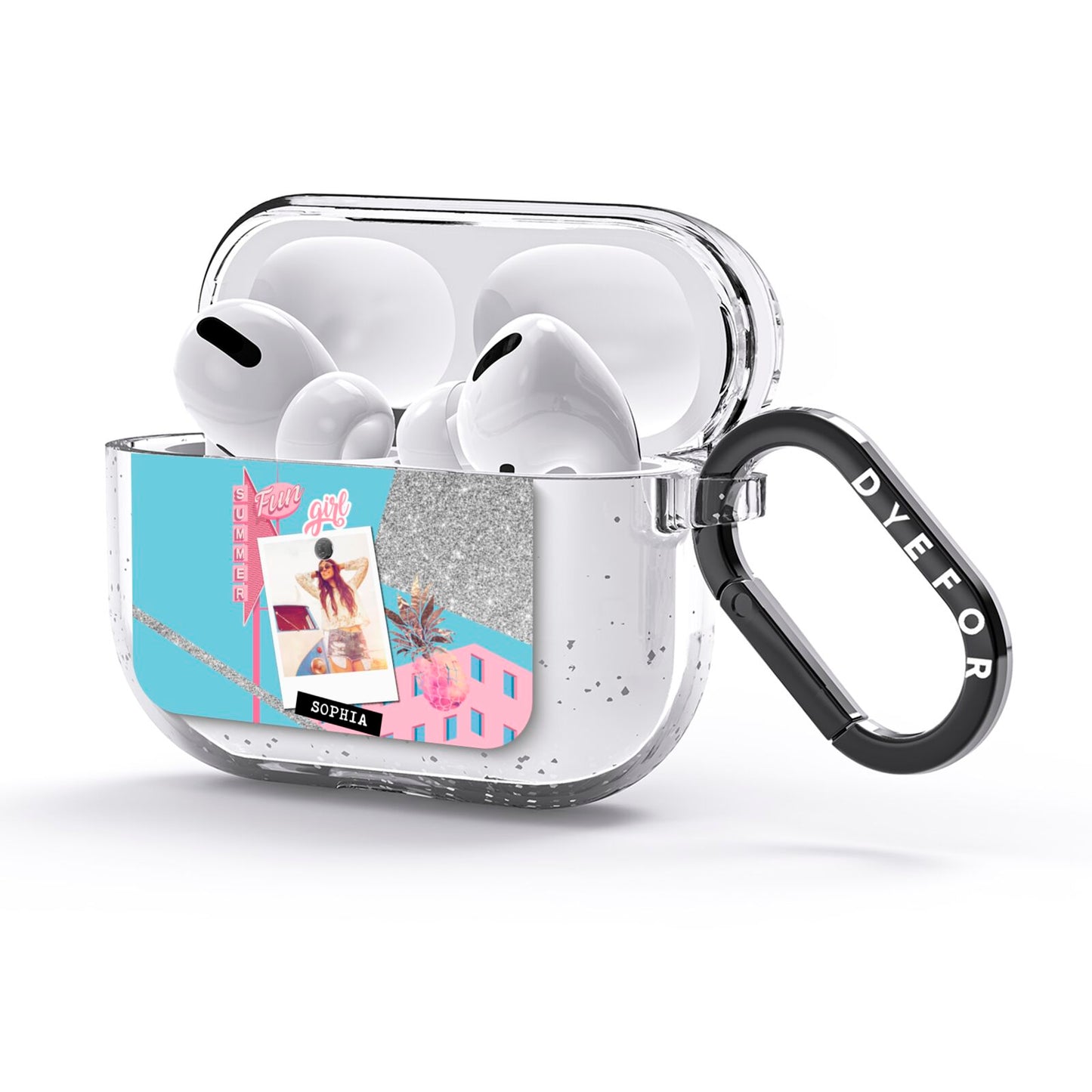 Summer Picture Collage Personalised AirPods Glitter Case 3rd Gen Side Image