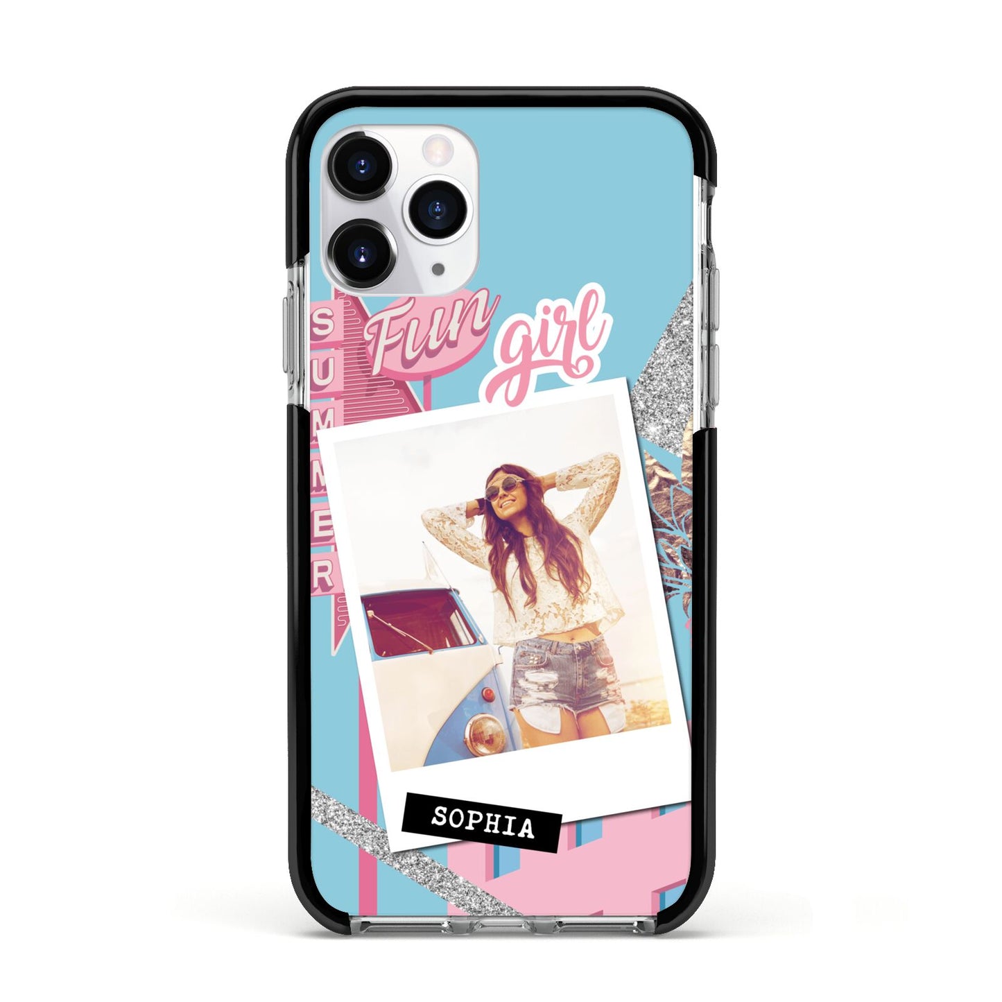 Summer Picture Collage Personalised Apple iPhone 11 Pro in Silver with Black Impact Case