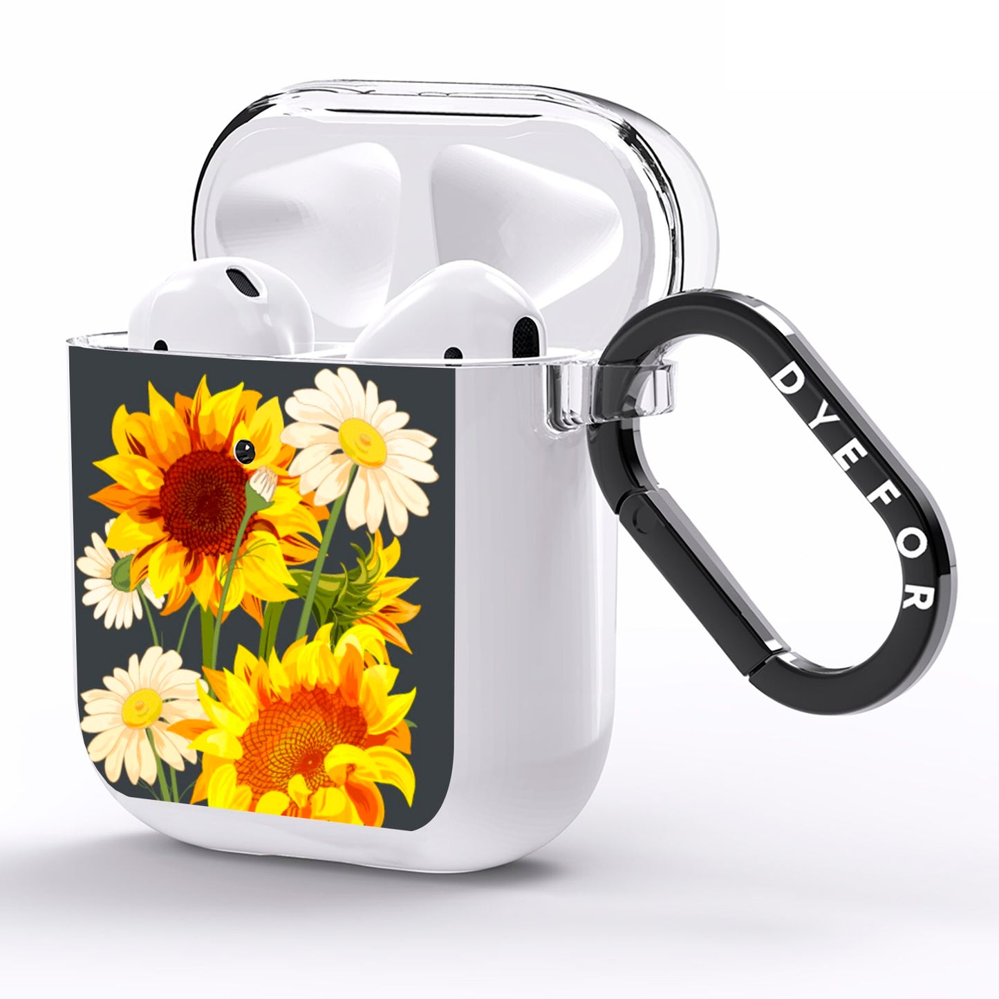 Sunflower Floral AirPods Clear Case Side Image