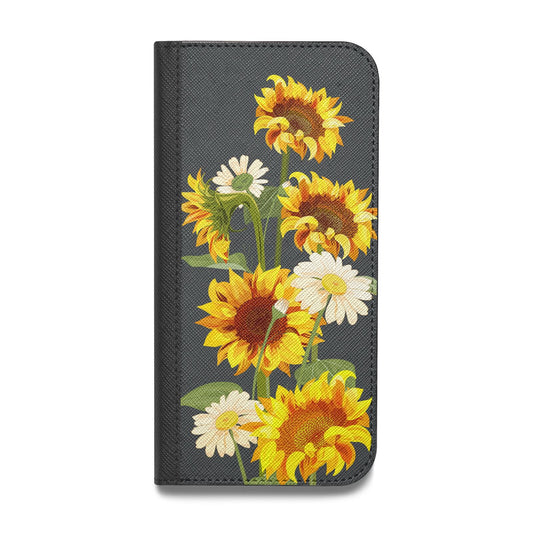 Sunflower Floral Vegan Leather Flip iPhone Case
