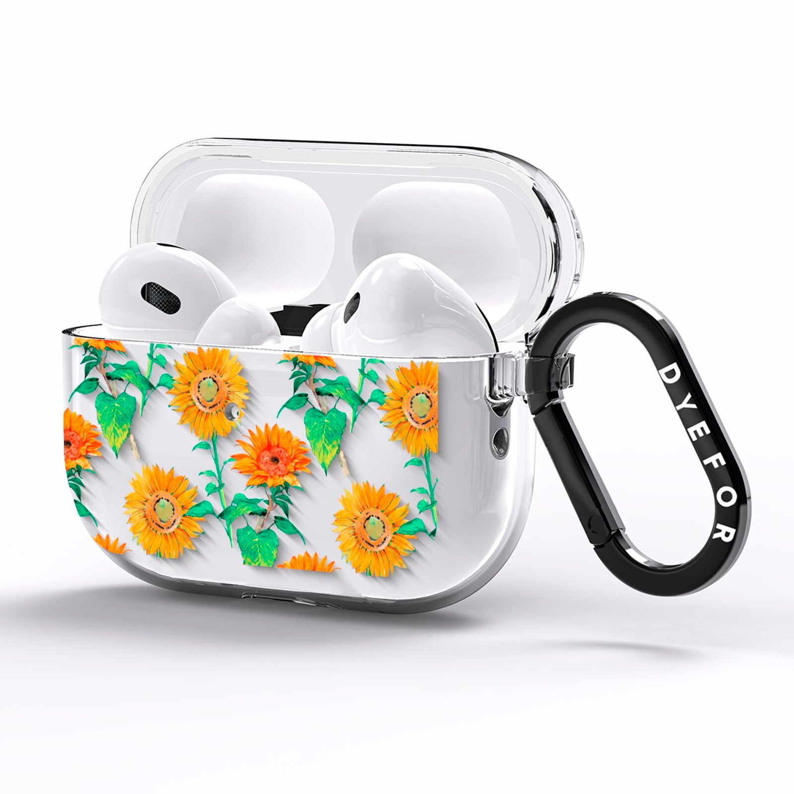 Sunflower Pattern AirPods Pro Clear Case Side Image