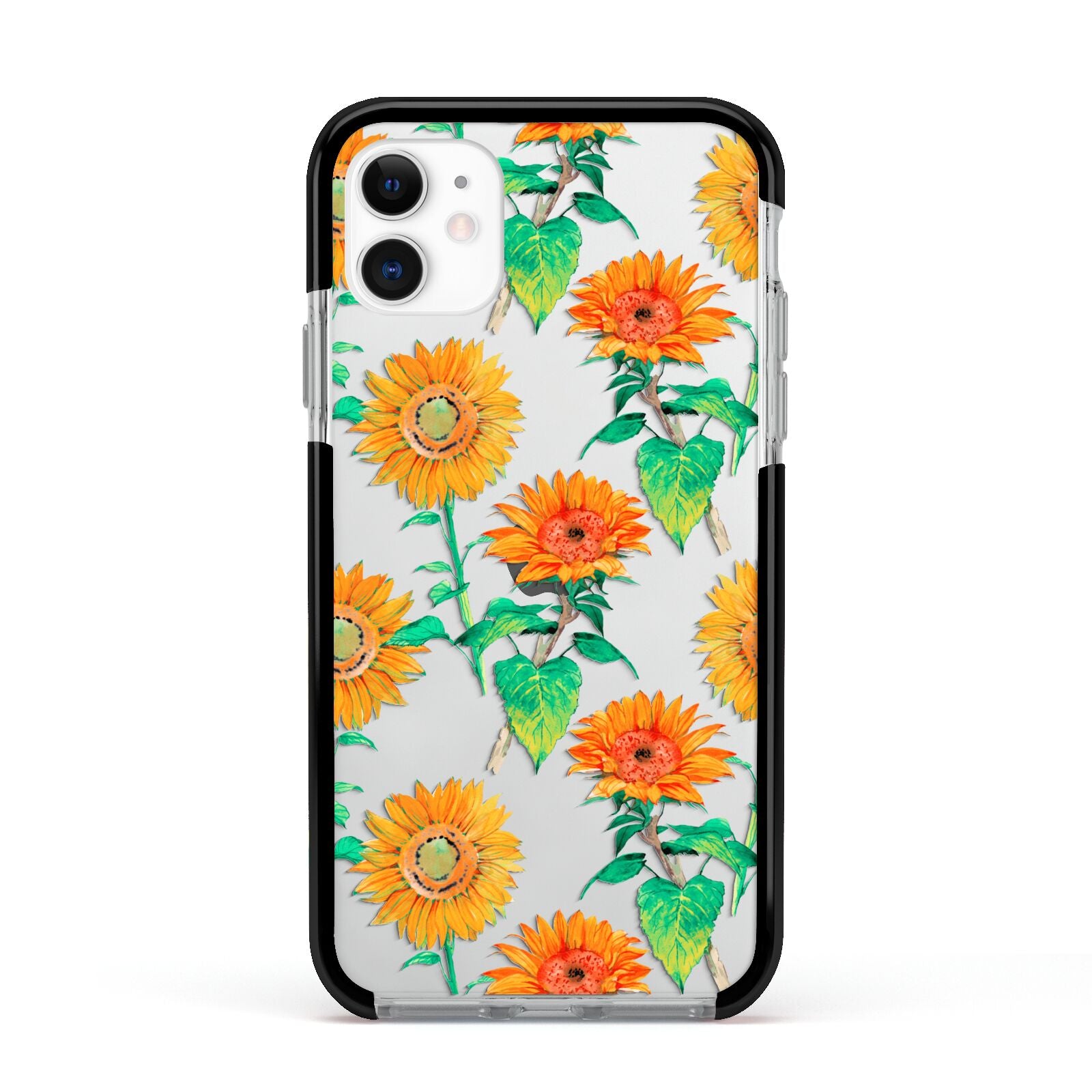 Sunflower Pattern Apple iPhone 11 in White with Black Impact Case