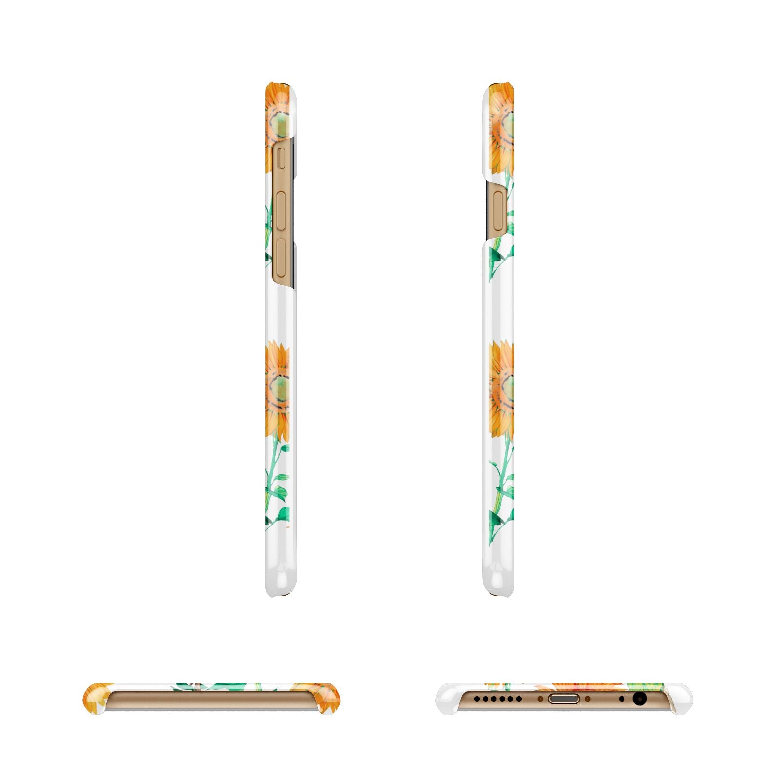 Sunflower Pattern Apple iPhone 6 3D Wrap Snap Case Angled Images