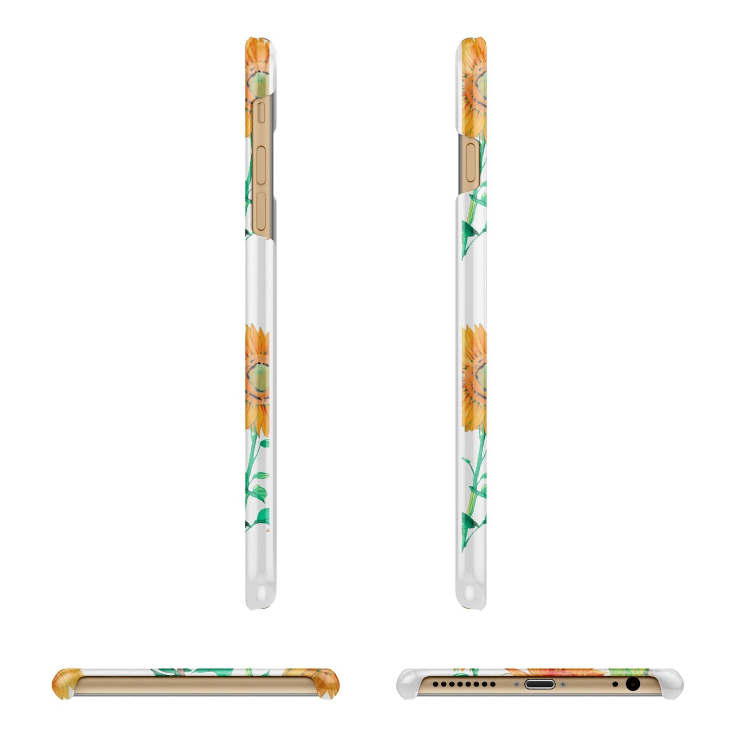 Sunflower Pattern Apple iPhone 6 Plus 3D Wrap Snap Case Angled Images