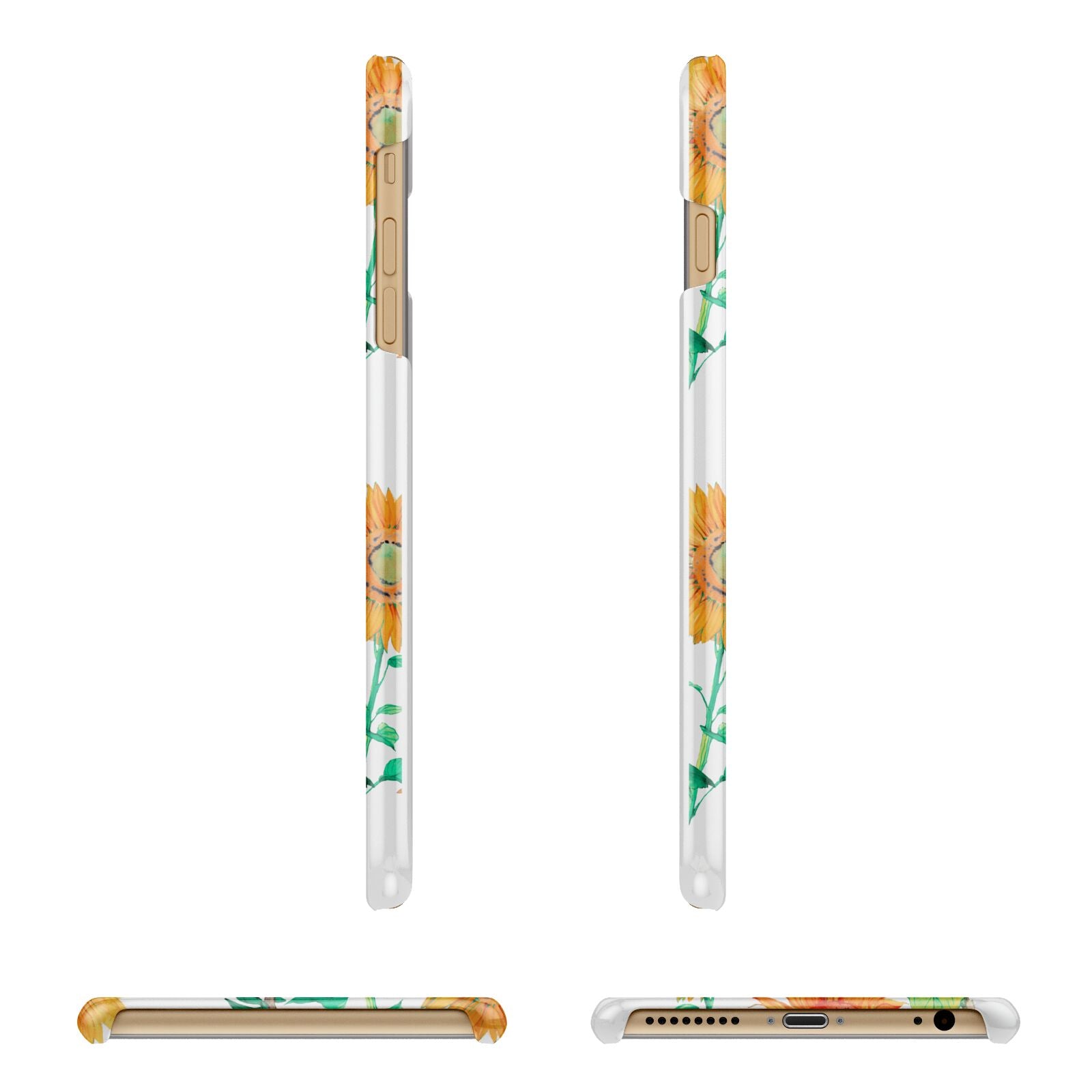 Sunflower Pattern Apple iPhone 6 Plus 3D Wrap Snap Case Angled Images