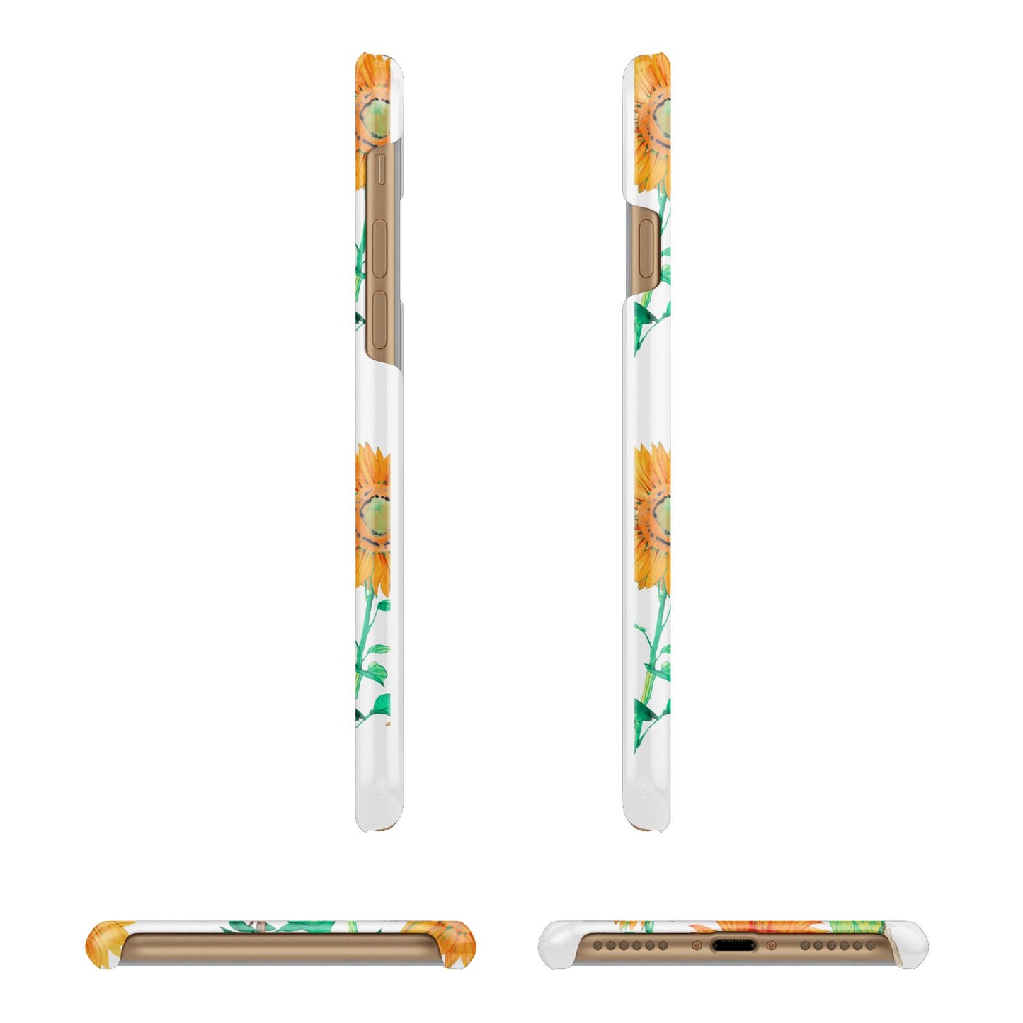 Sunflower Pattern Apple iPhone 7 8 3D Wrap Snap Case Angled Images