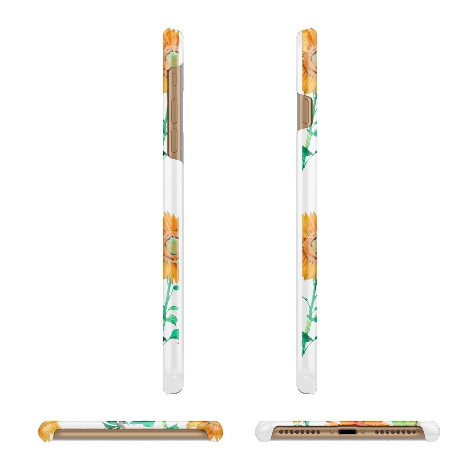 Sunflower Pattern Apple iPhone 7 Plus 3D Wrap Snap Case Angled Images