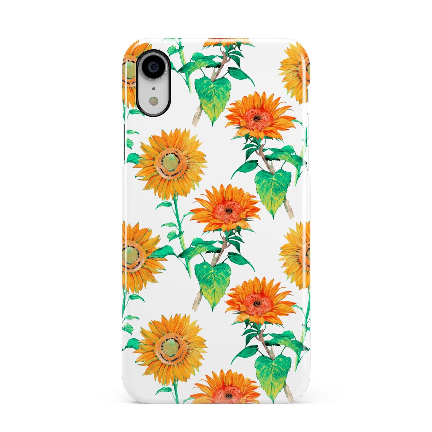 Sunflower Pattern Apple iPhone XR White 3D Snap Case