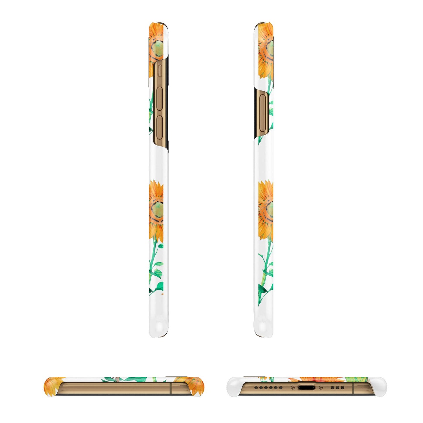 Sunflower Pattern Apple iPhone Xs 3D Wrap Snap Case Angled Images