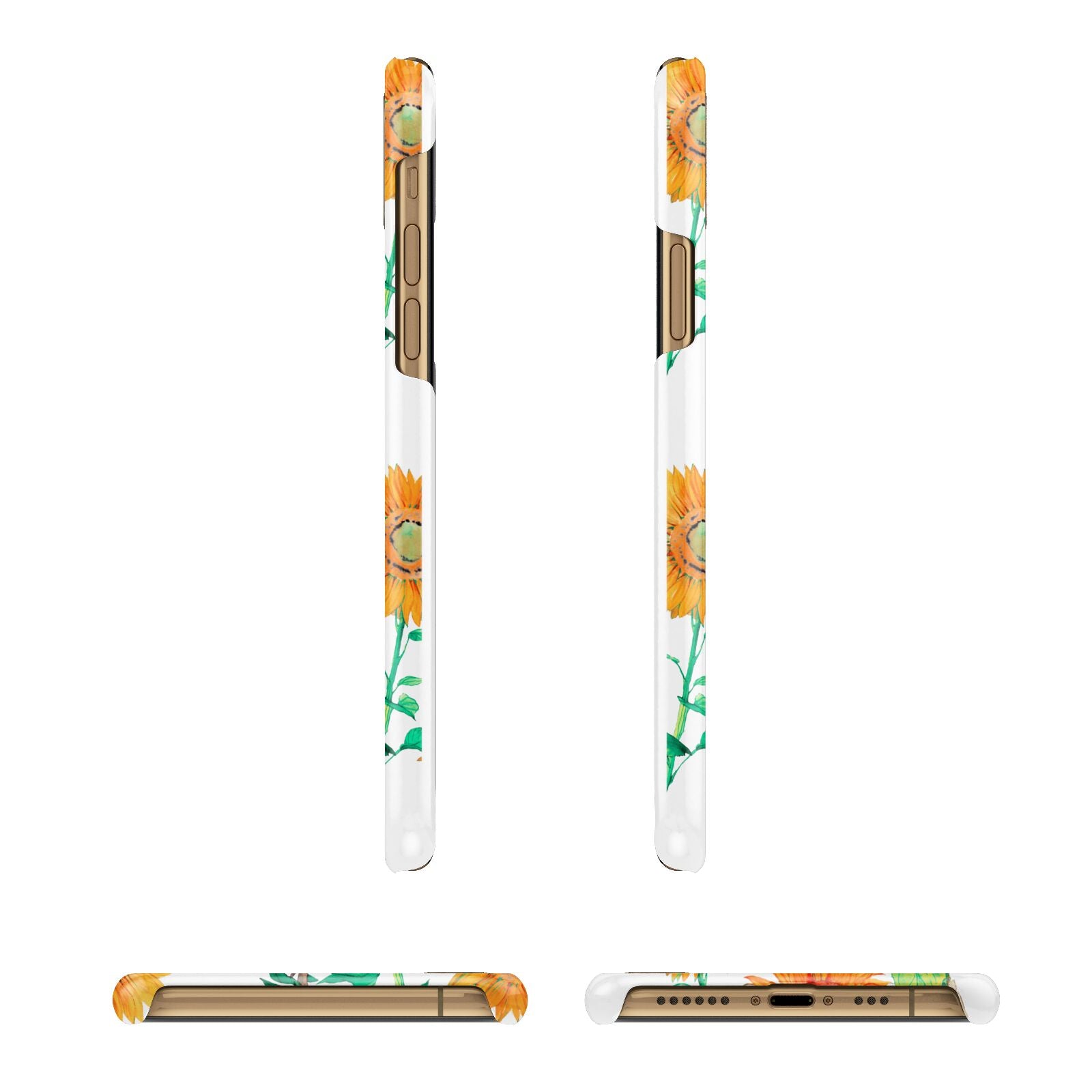 Sunflower Pattern Apple iPhone Xs 3D Wrap Snap Case Angled Images