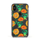 Sunflower Pattern Apple iPhone Xs Impact Case Black Edge on Black Phone