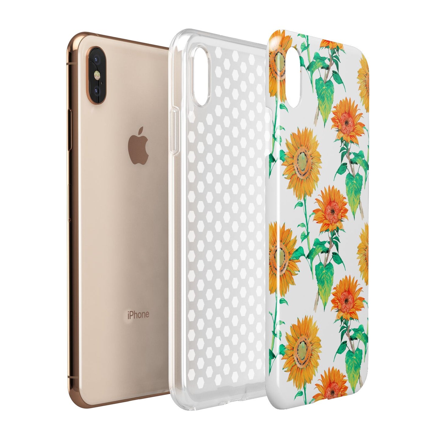 Sunflower Pattern Apple iPhone Xs Max 3D Tough Case Expanded View