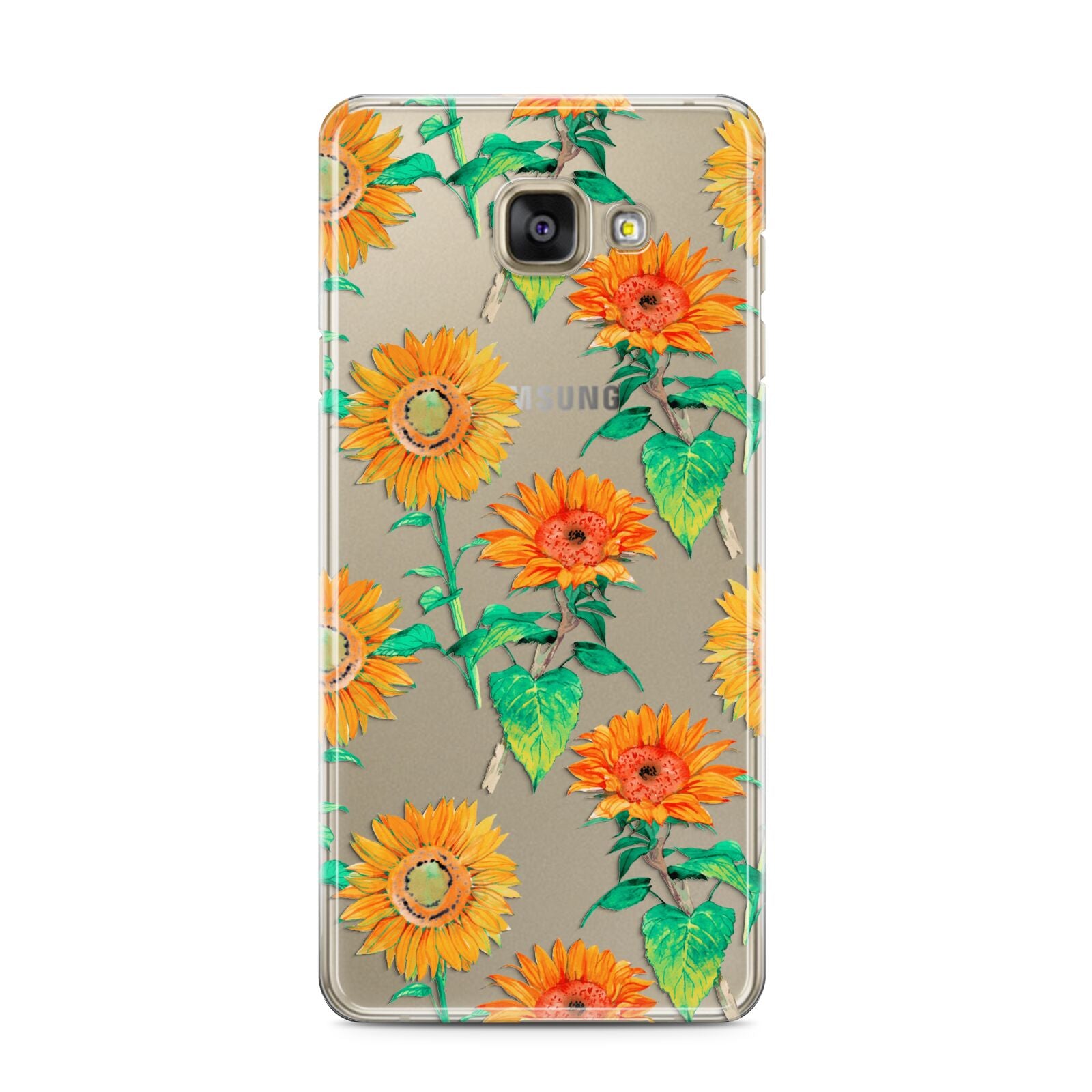 Sunflower Pattern Samsung Galaxy A3 2016 Case on gold phone